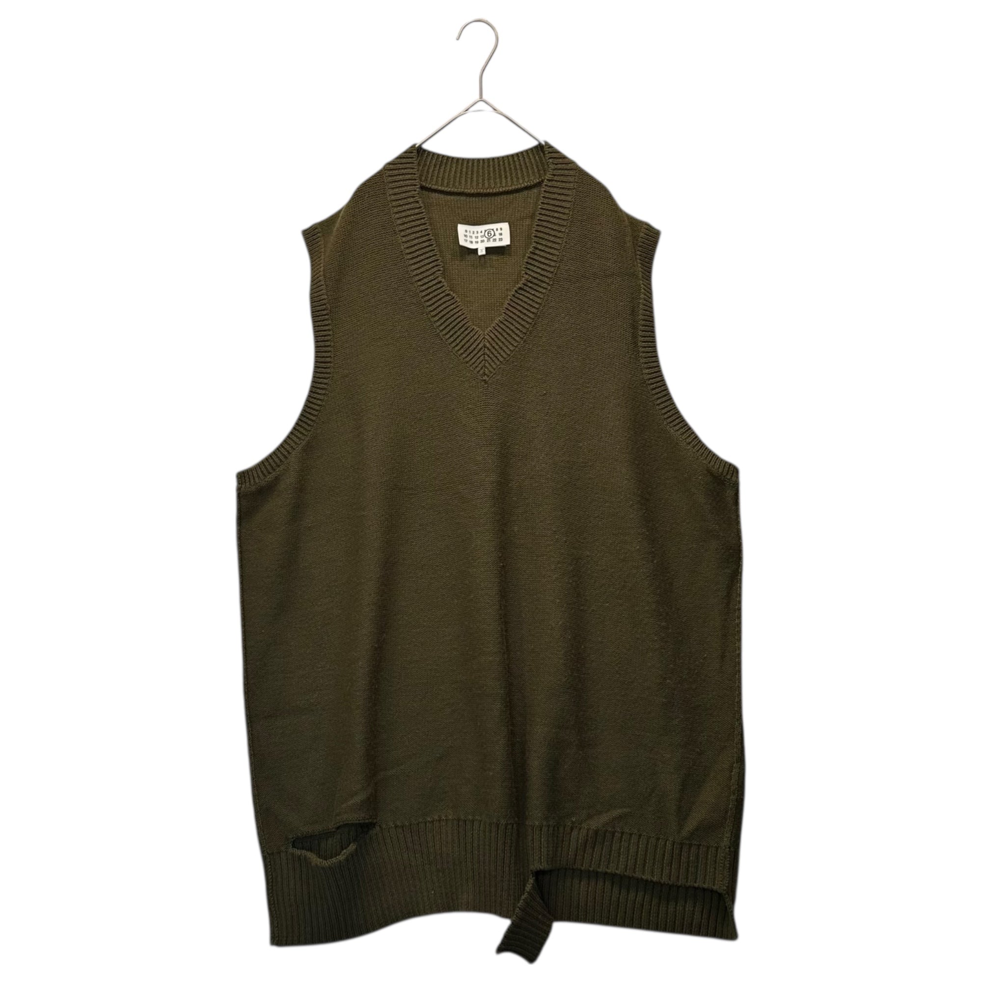 MM6 Maison Margiela(エムエムシックス) 24SS Sleeveless knitted dress ノースリーブ ニット ドレス ベスト S52DA0044 M13044 S カーキ 男性着用可能 男性サイズ：XS