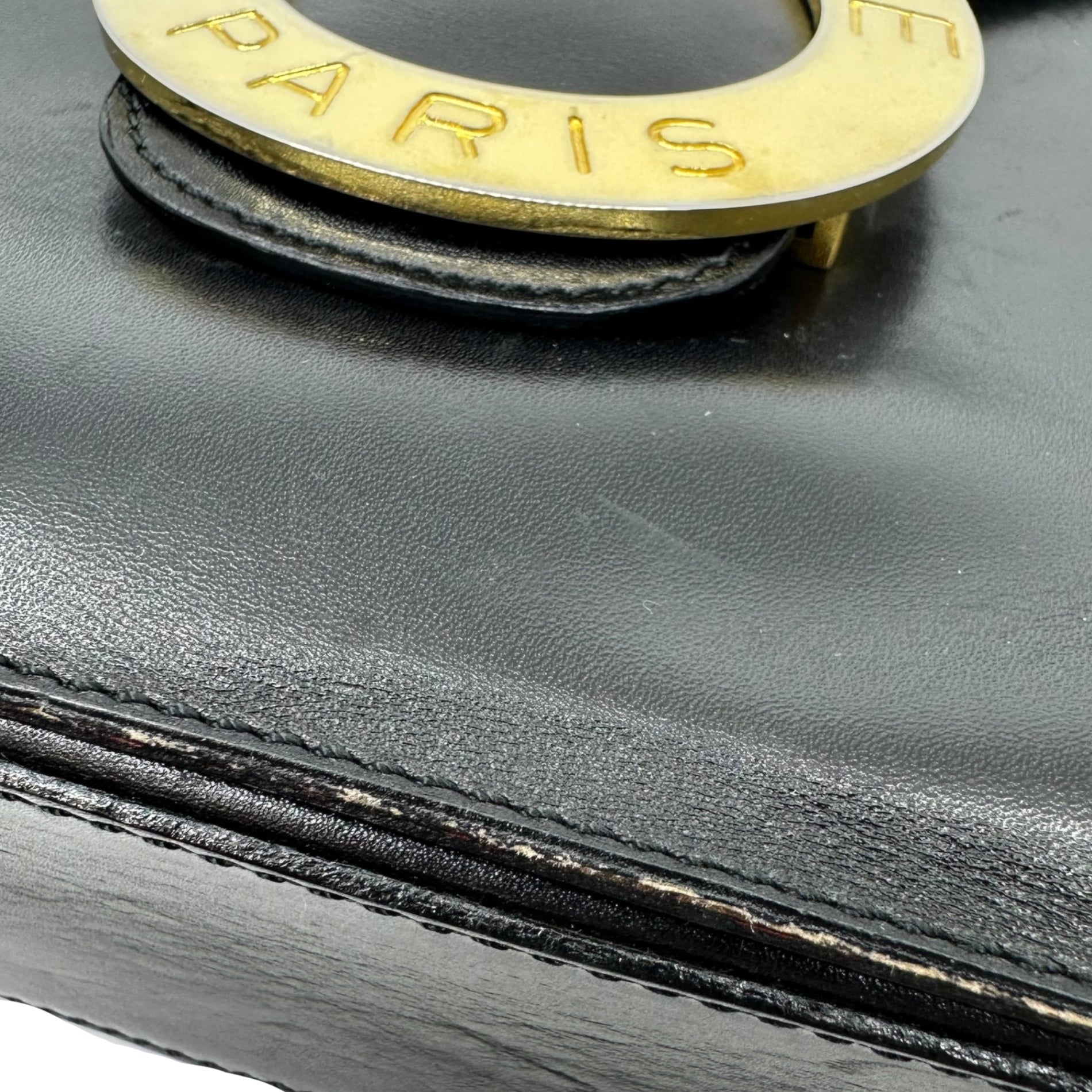 CELINE(セリーヌ) 00's Vintage Big Circle Logo Shoulder bag ヴィンテージ ビッグ サークル ロゴ ショルダー バッグ F/01 ブラック×ゴールド