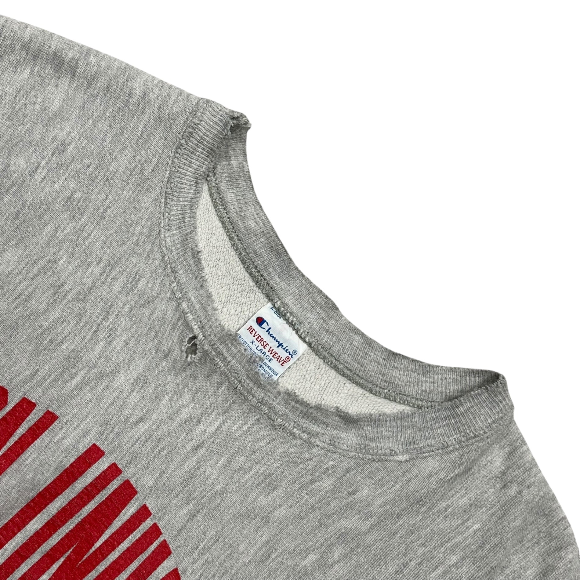 Champion(チャンピオン) 90's ”BOSTON UNIVERSITY 14 HOCKEY” Reverse Weave Sweatshirt リバースウィーブ スウェット XL ライトグレー 90年代 刺繍タグ BOLO ボロ ヴィンテージ