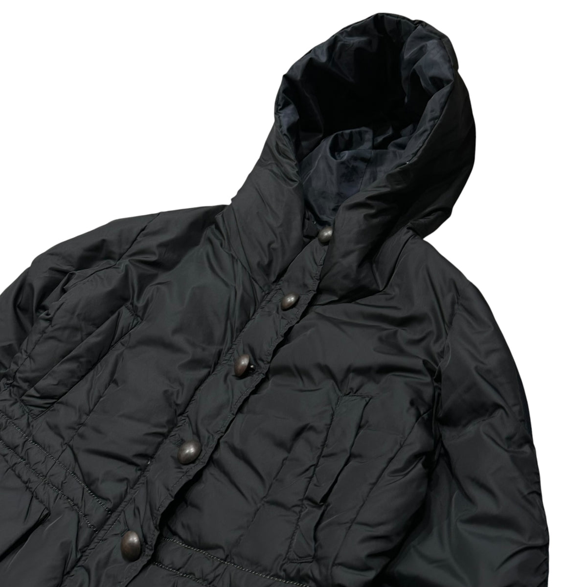 MARITHE FRANCOIS GIRBAUD(マリテフランソワジルボー) Metal-Button Hooded Down Jacket メタル ボタン フーデッド ダウン ジャケット M7-7960 M ブラック×ネイビー