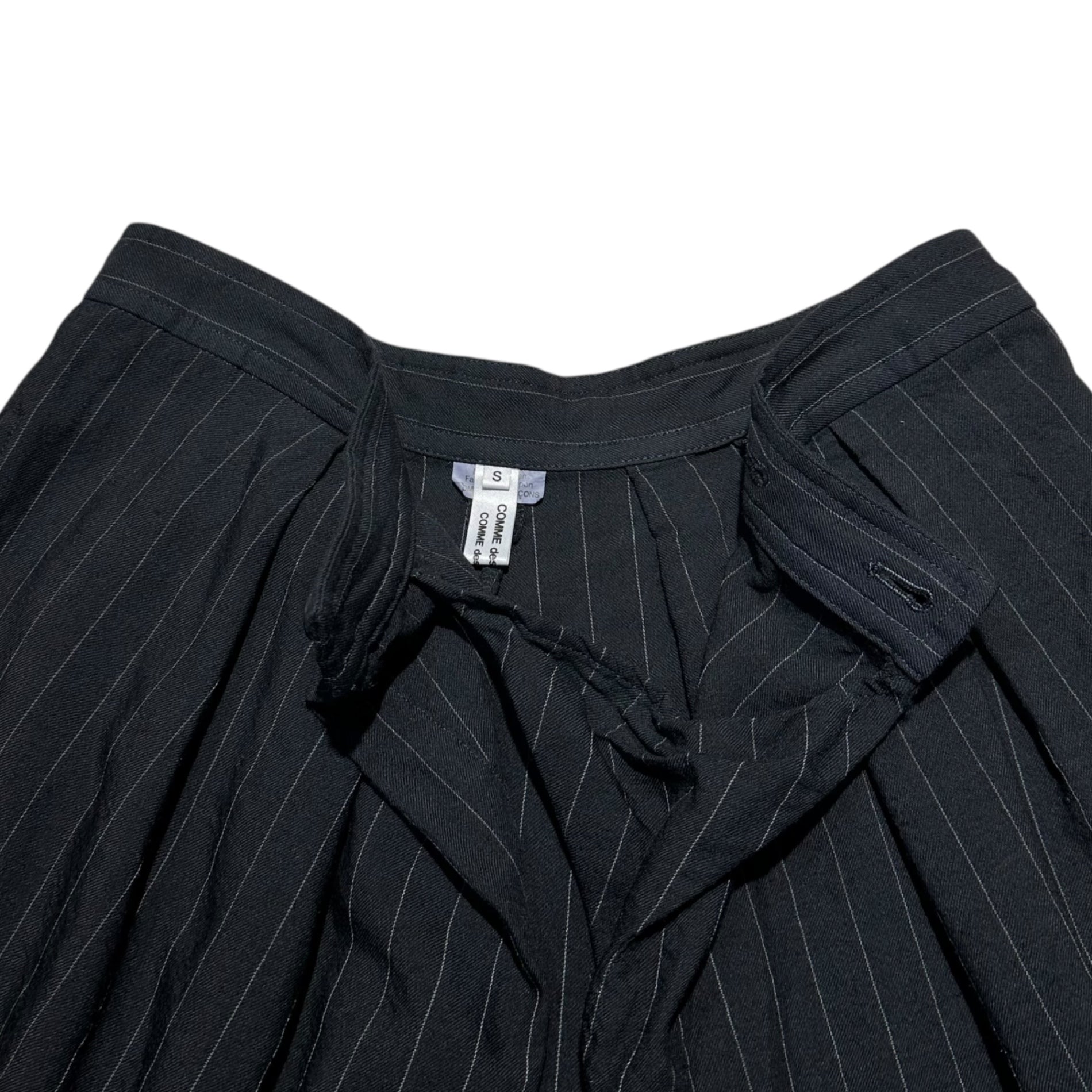 COMME des GARCONS COMME des GARCONS(コムデギャルソンコムデギャルソン) 16SS Wool Striped Wide Cropped Slacks  ウール ストライプ ワイド クロップド スラックス  RQ-P011 S ブラック AD2015