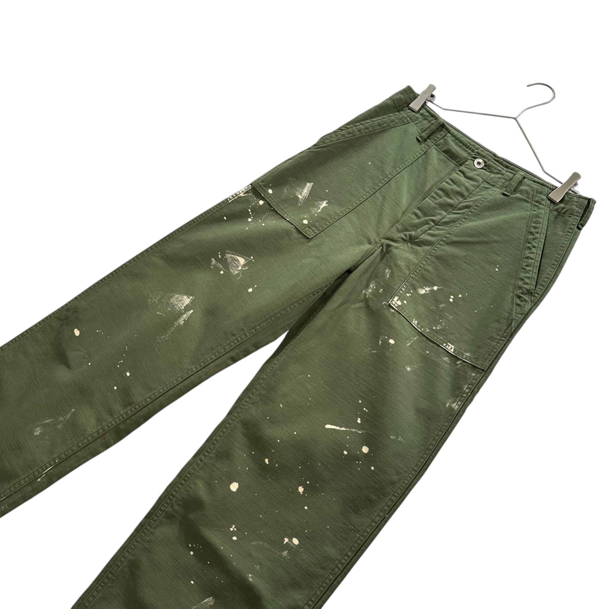 AURALEE(オーラリー) 2025AW WASHED BAGGY SATIN BLEACHED BAKER PANTS ウォッシュド バギー サテン ブリーチ ベイカー パンツ A25AP01BP 3 セージグリーン