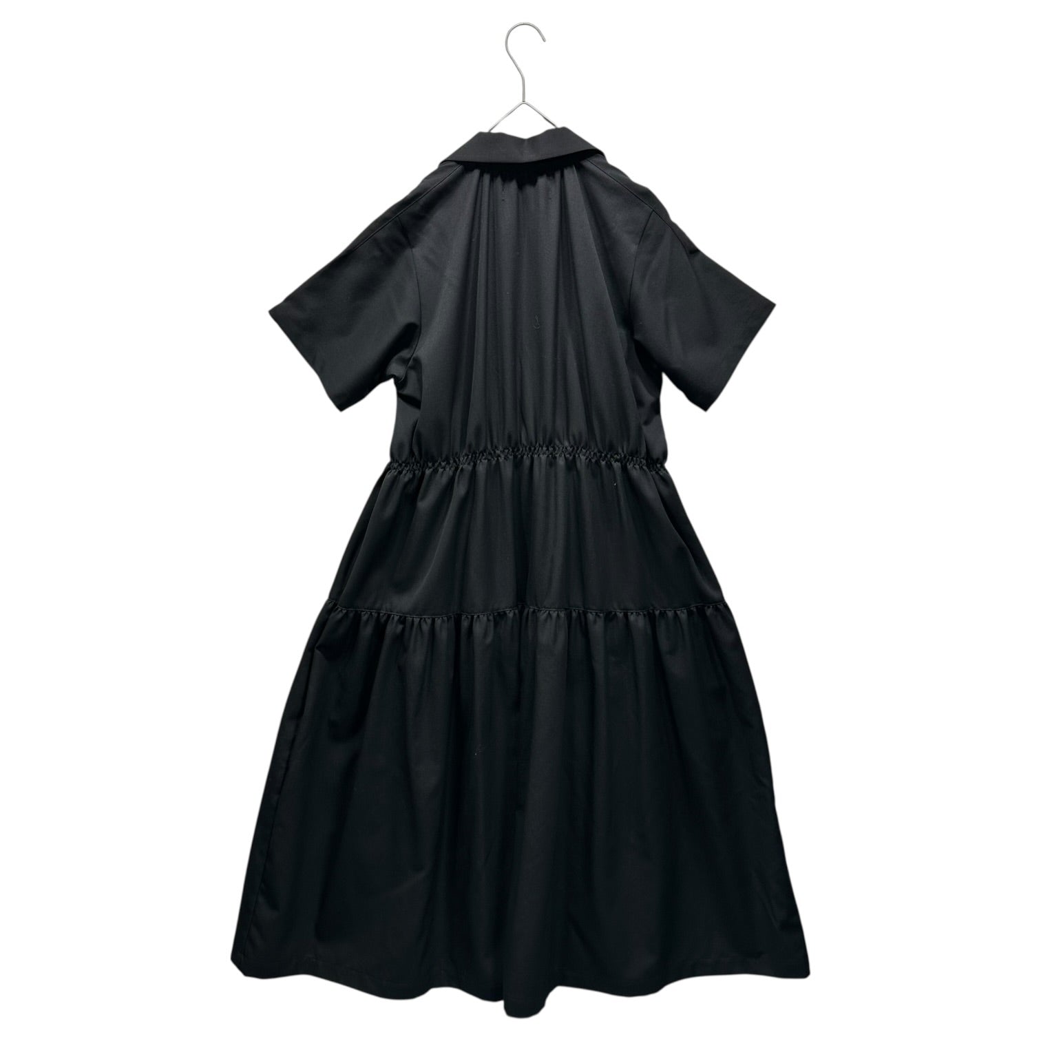 tricot COMME des GARCONS(トリココムデギャルソン) 20SS Front-Open Round-Neck S/S Gathered Dress フロント オープン 丸襟 半袖 ギャザー ワンピース TE-O002 S ブラック AD2019