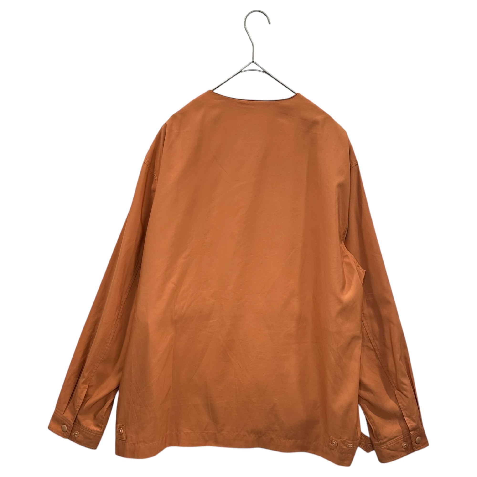 Yves Saint Laurent Pour Homme(イヴサンローランプールオム) 90's Logo Collarless Zip-Up Blouson ロゴ ノーカラー ジップアップ ブルゾン 105(XL程度) オレンジ 90年代～ ヴィンテージ ジャケット
