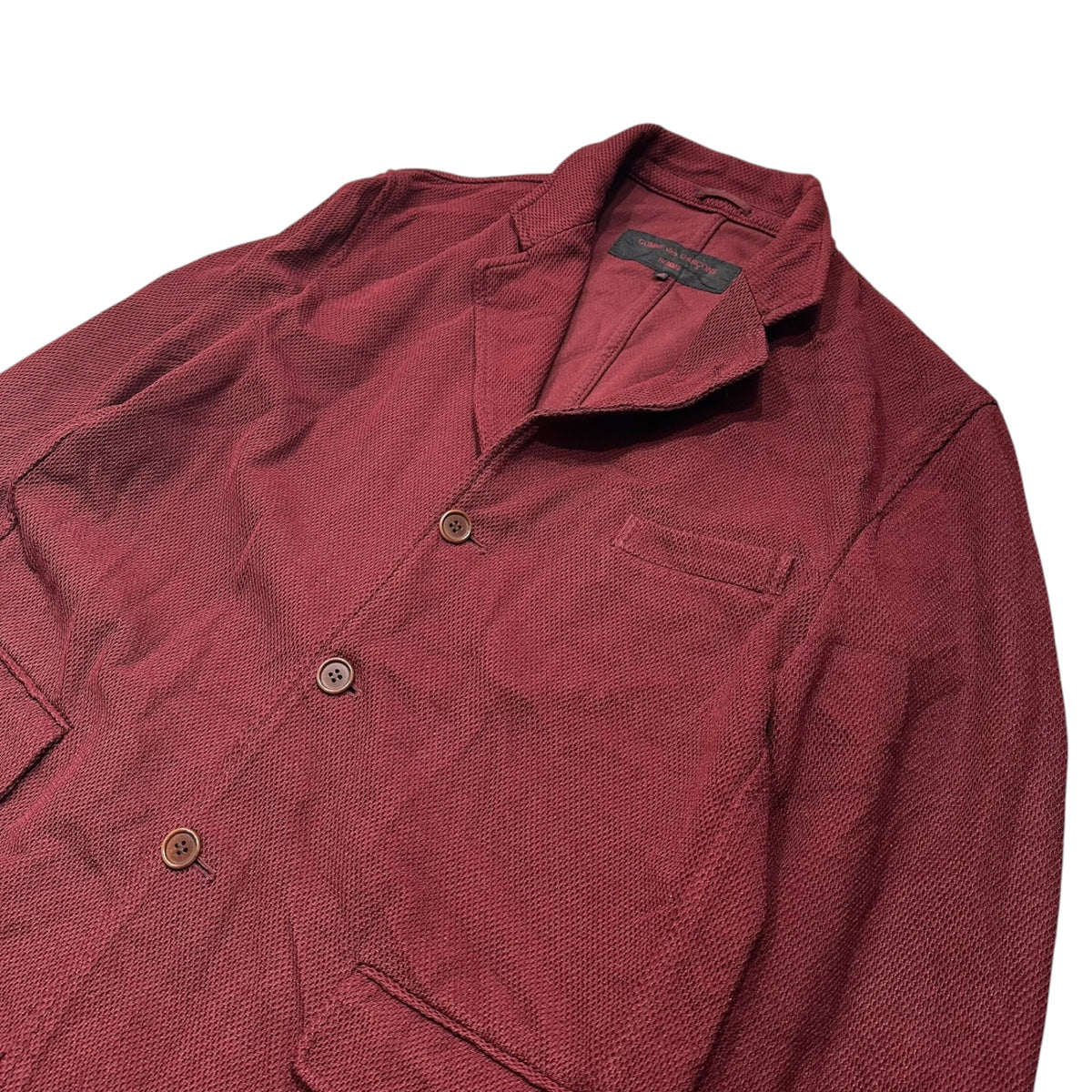 COMME des GARCONS HOMME(コムデギャルソンオム) 2005AW Piqué 3-Button Jacket 鹿の子 3ボタン ジャケット HP-J008 M ワインレッド AD2005