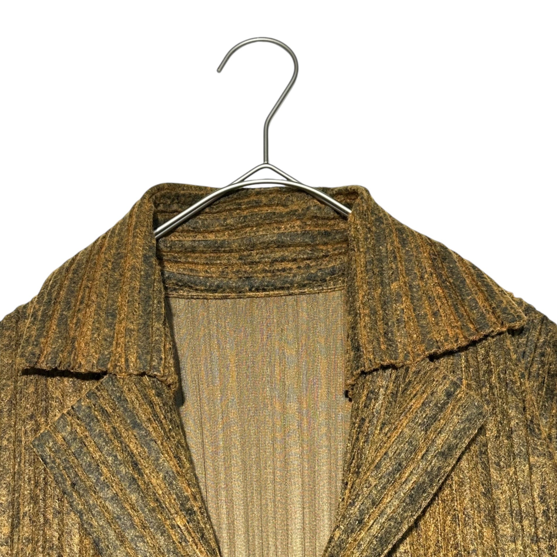 PLEATS PLEASE(プリーツプリーズ) Felt Pleated Tailored 3B Jacket フェルト プリーツ テーラード 3B ジャケット PP23-JA632 3(L程度) ブラウン×グリーン