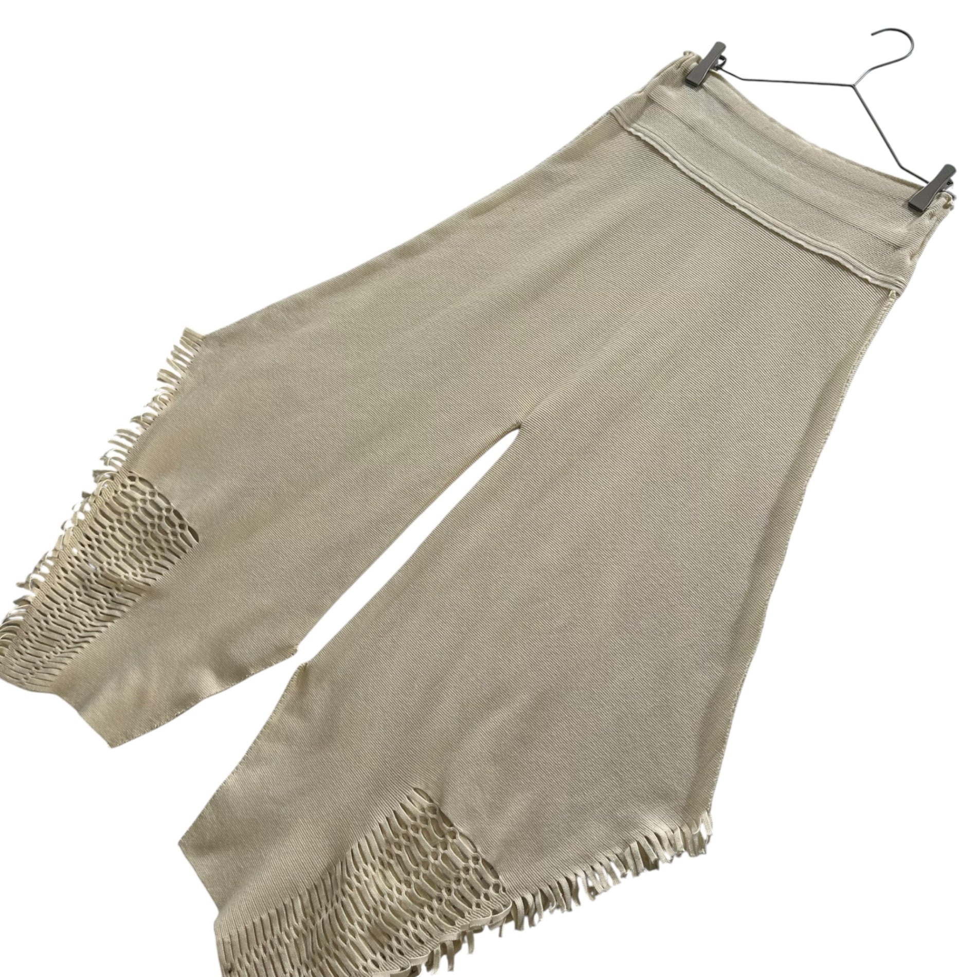 A-POC ISSEY MIYAKE(エーポック イッセイミヤケ) Horizontal-Ribbed Fringed Sarouel Pants 横リブ フリンジ サルエル パンツ IM21KF308 2(M程度) アイボリー 男性着用可能