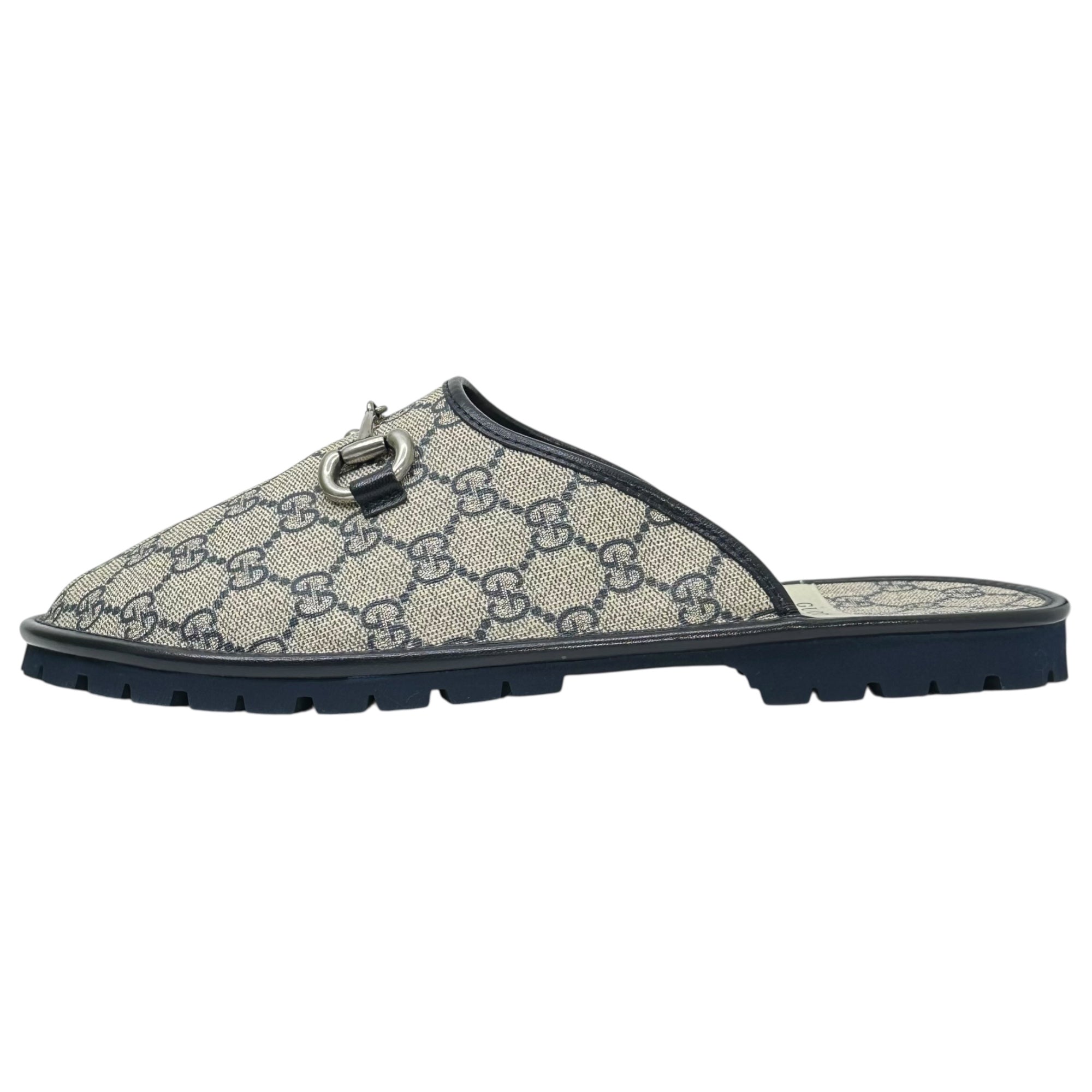 GUCCI(グッチ) Horsebit Sandal GG Supreme ホースビット サンダル GGスプリーム 694249 9(28.0cm程度) ベージュ×ネイビー