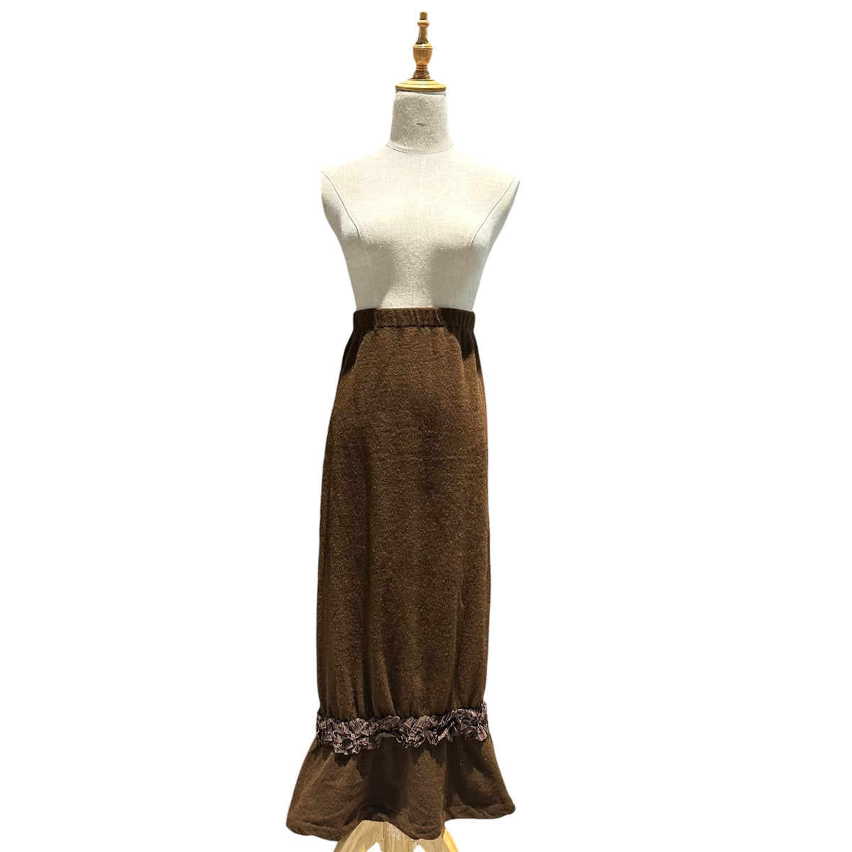 robe de chambre COMME des GARCONS(ローブドシャンブルコムデギャルソン) 1999AW Hem Detail Piece-Dyed Wool Skirt 裾 装飾 製品染め ウール スカート RT-040370 FREE ブラウン AD1999 90s アーカイブ