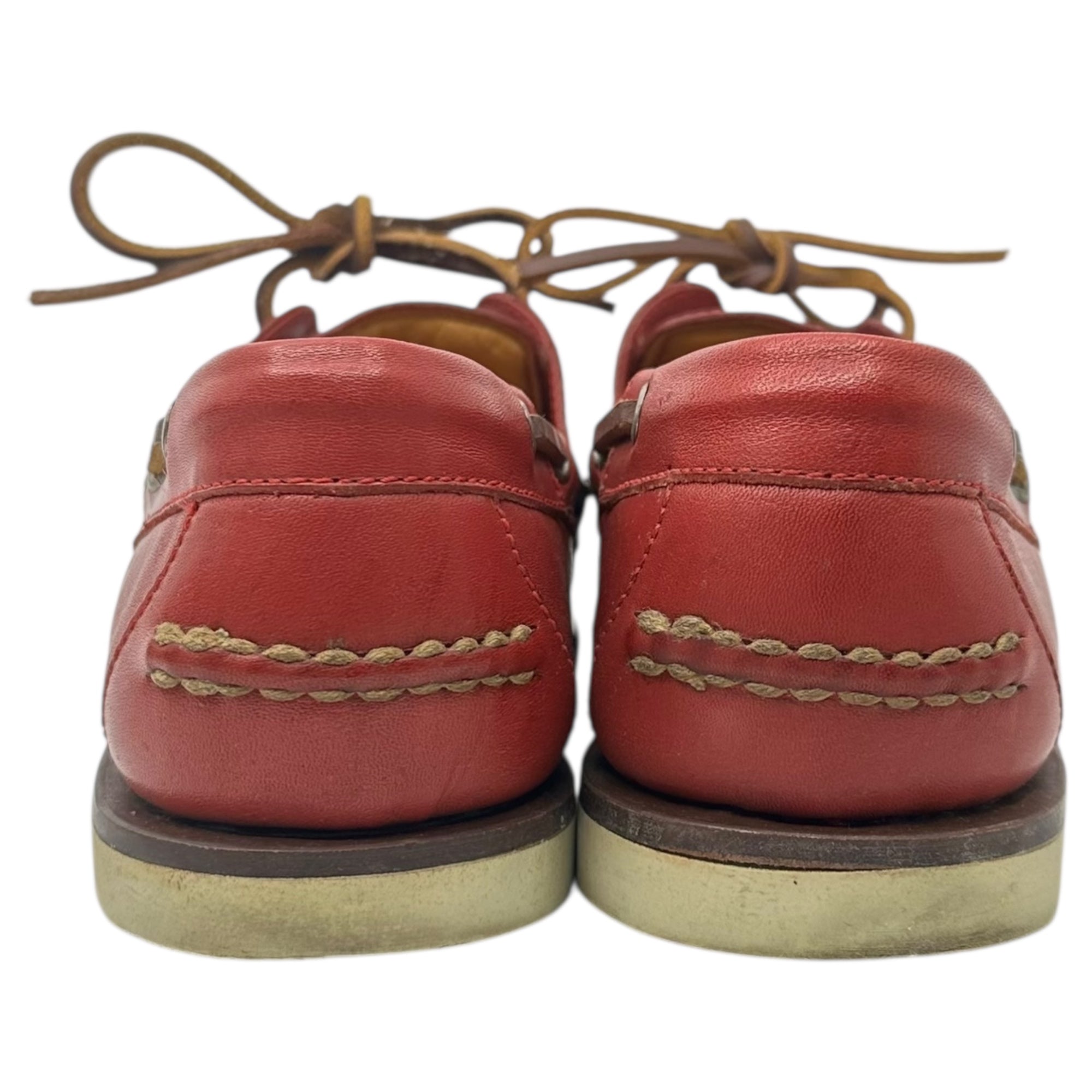 POLO RALPH LAUREN(ポロラルフローレン) Pony Logo Leather Deck Shoes ポニー ロゴ レザー デッキ シューズ 8EE(26cm程度) レッド