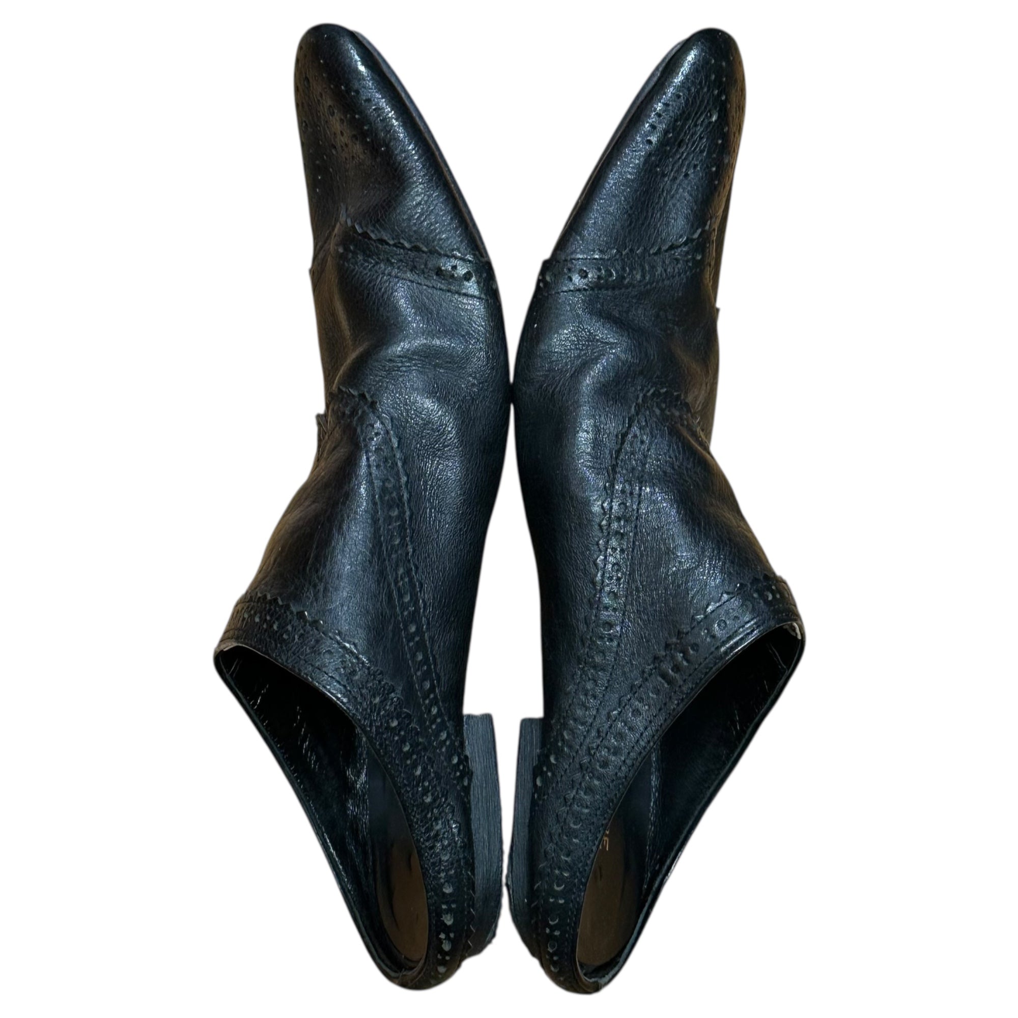 COMME des GARCONS JUNYA WATANABE(コムデギャルソンジュンヤワタナベ) Wingtip leather mule sandals ウィングチップ レザー ミュール サンダル 記載無(23.5cm程度) ブラック ポインテッド トゥ シューズ