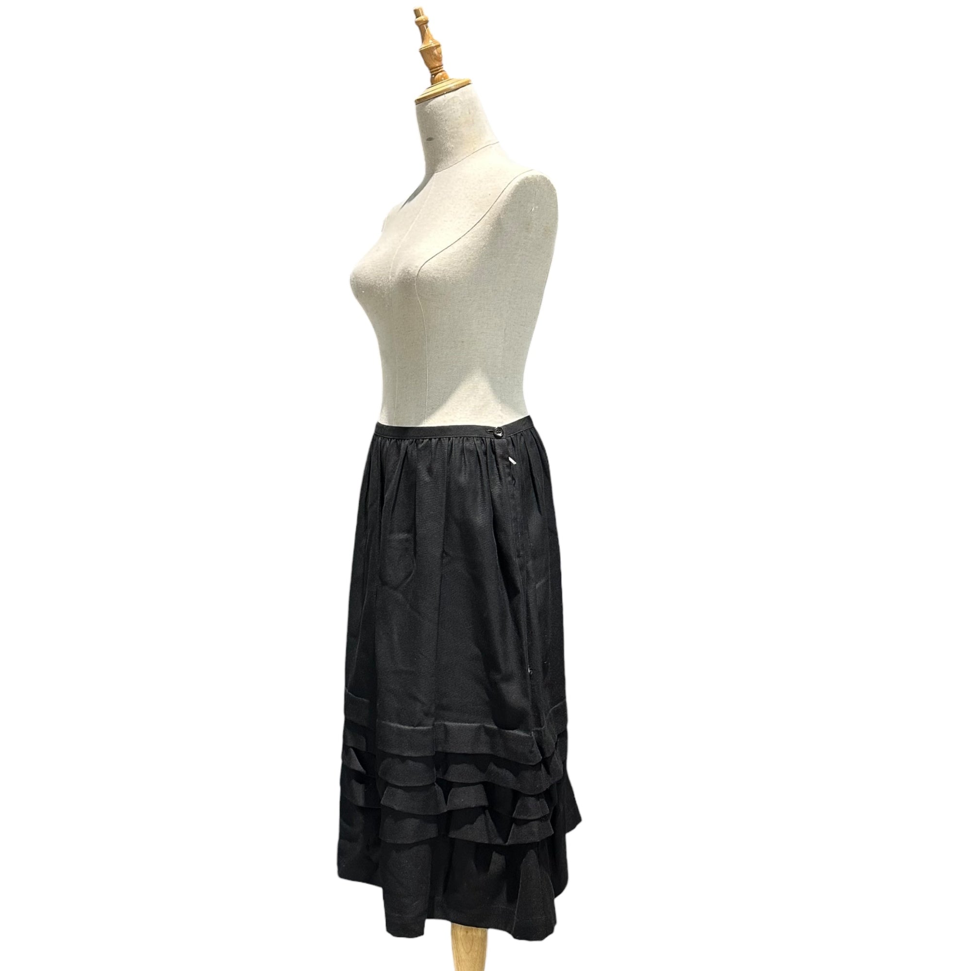 tricot COMME des GARCONS(トリココムデギャルソン) 09SS Wool Tencel Tiered Skirt  ウール テンセル ティアード スカート  TC-S002 M ブラック AD2008