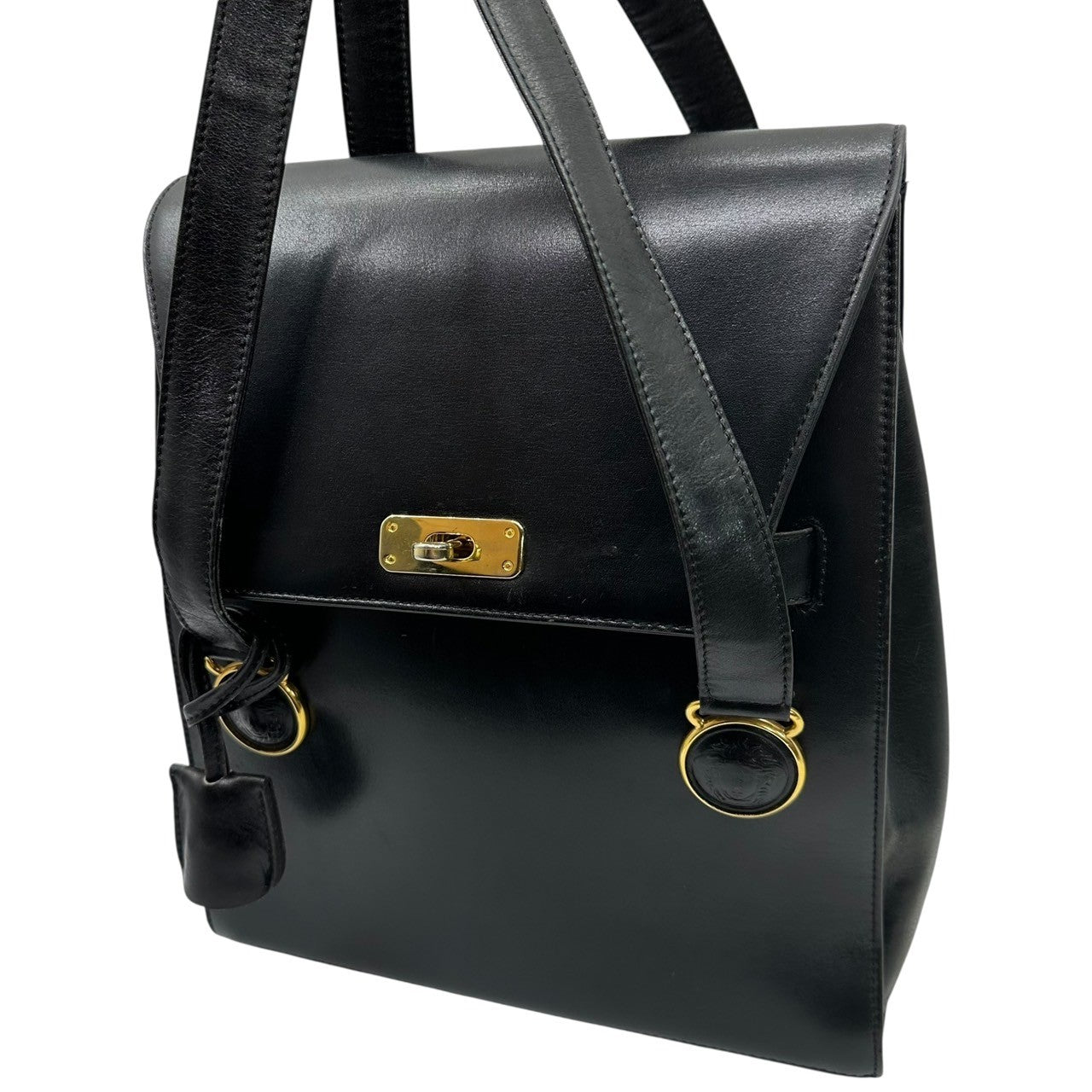 GIANNI VERSACE COUTURE(ジャンニヴェルサーチ クチュール) Medusa Design Box Calf Shoulder Bag メデューサ デザイン ボックスカーフ ショルダー バッグ ブラック