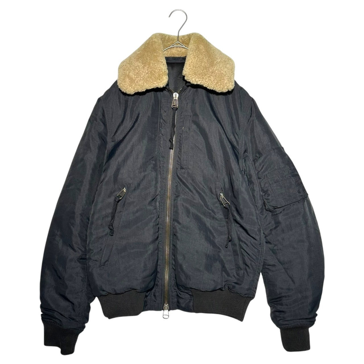 Acne(アクネ) 10AW Sheep Shearling Collar Flight Bomber Jacket 襟 シープ ムートン フライト ボンバー ジャケット CM YE BA 0121 46(S程度) ブラック×ベージュ アーカイブ