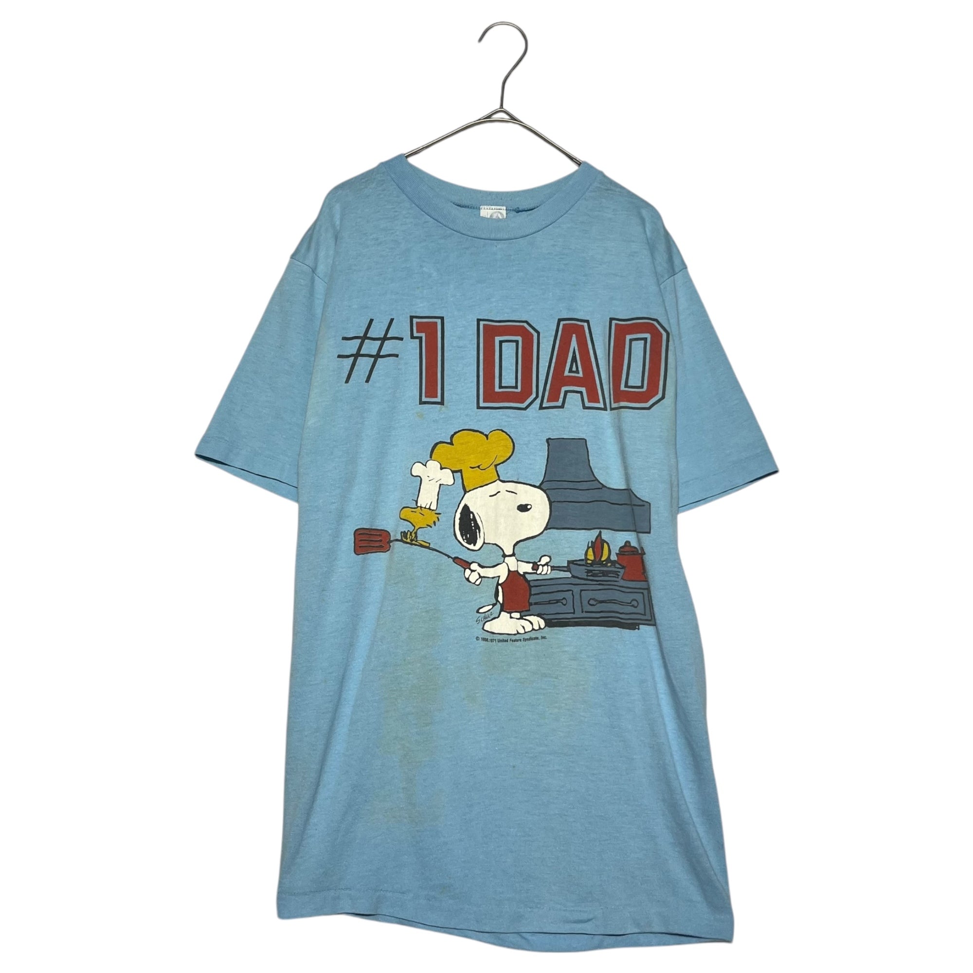 VINTAGE(ヴィンテージ) 70's 1971 SNOOPY #1DAD T-SHIR スヌーピー Tシャツ 70年代 L ライトブルー ARTEXボディ