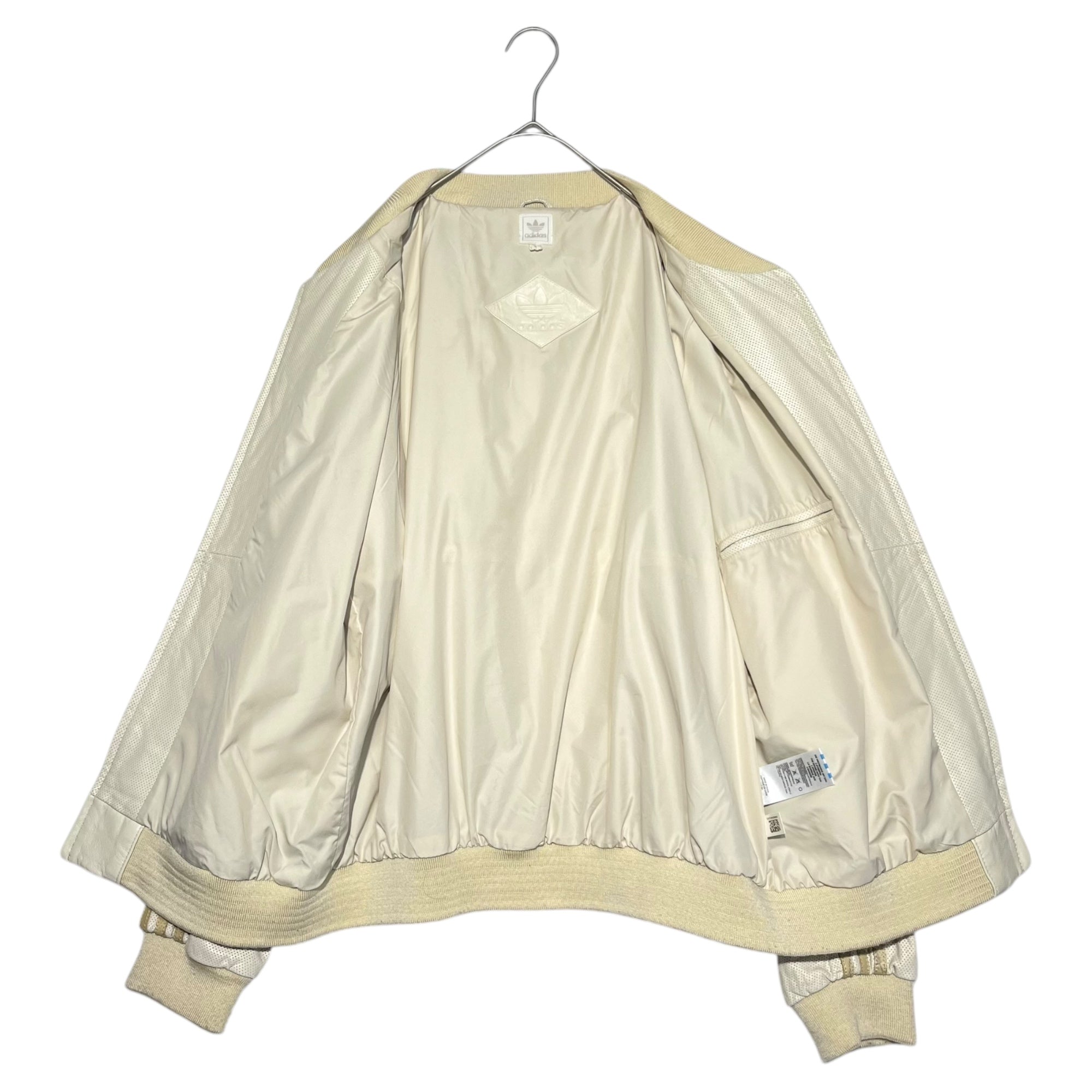 adidas(アディダス) 00's  Punched leather python three-line blouson パンチング レザー パイソン スリーライン ALF001 M アイボリー 2005年 万国旗 羊革