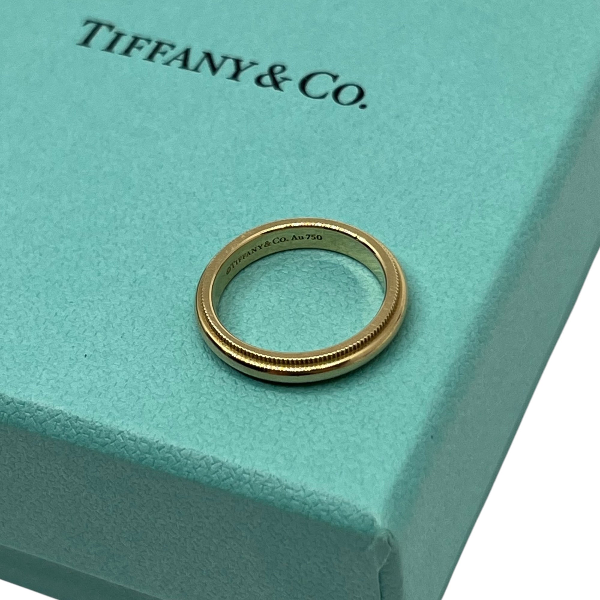 TIFFANY & CO.(ティファニー) AU750 Milgrain ring ミルグレイン リング 7.5号 ゴールド 箱付 K18YG