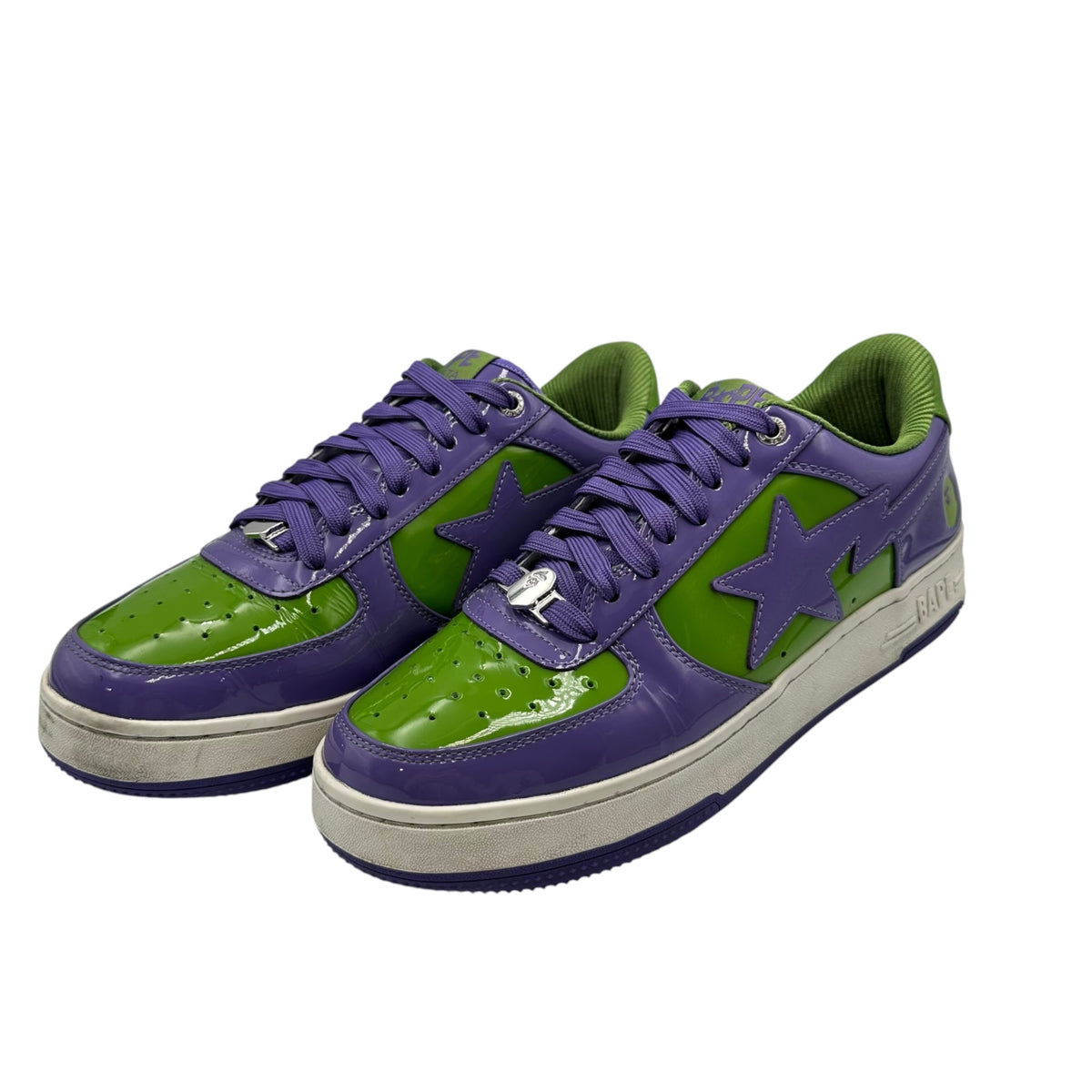 A BATHING APE(アベイシングエイプ) Patent Bape Sta Low-Cut Sneakers エナメル ベイプ スタ ローカット スニーカー 1L30191303 9.5 パープル×グリーン