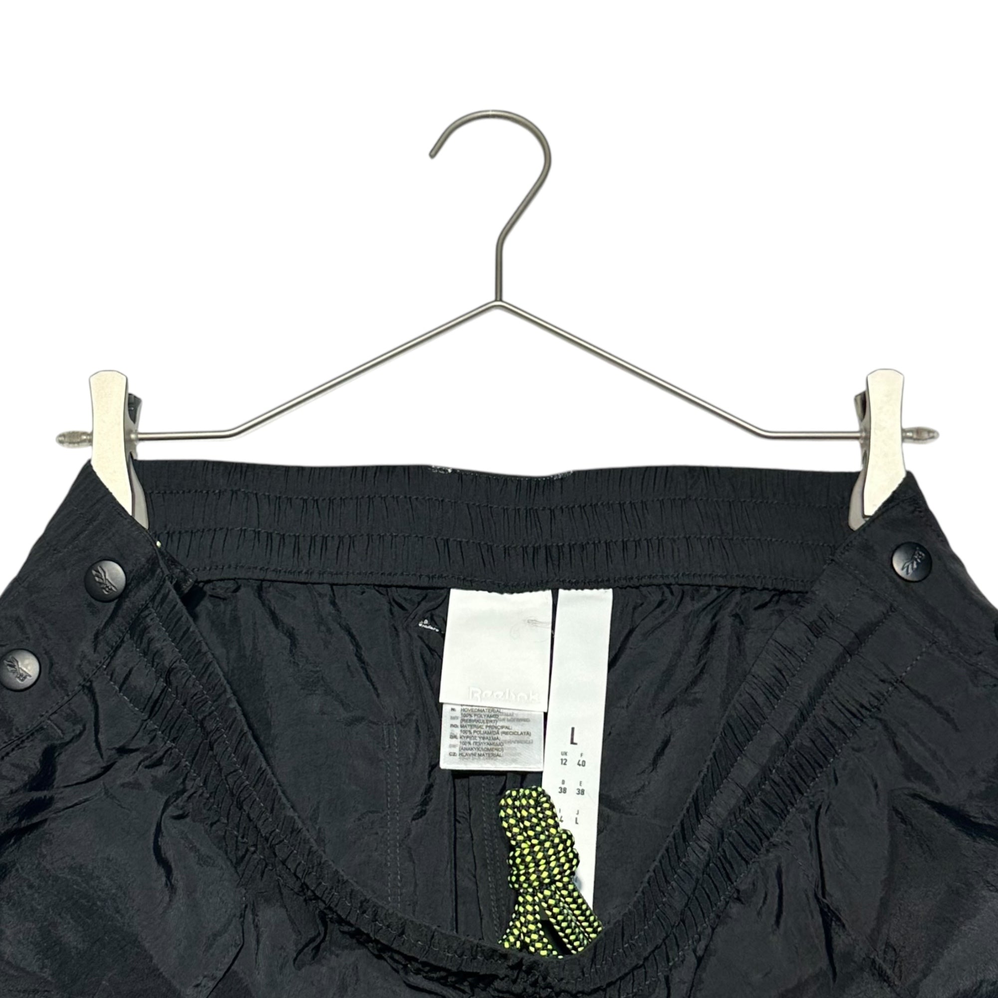 Reebok x Victoria Beckham(リーボック × ヴィクトリアベッカム) Side Snap Button Wide Leg Basket Pants Nylon サイド スナップ ボタン ワイドレッグ バスケット パンツ ナイロン  H61225 L ブラック