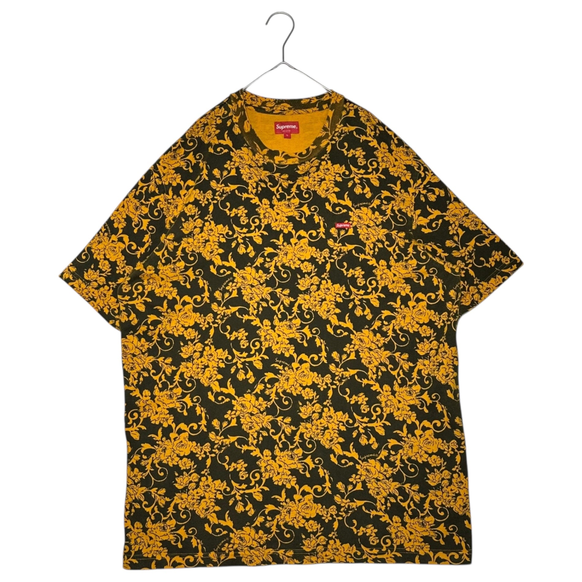 SUPREME(シュプリーム) 20SS Supreme Small Box Tee Black Floral スモール ボックスロゴ Tシャツ ブラック フローラル L イエロー×ブラック