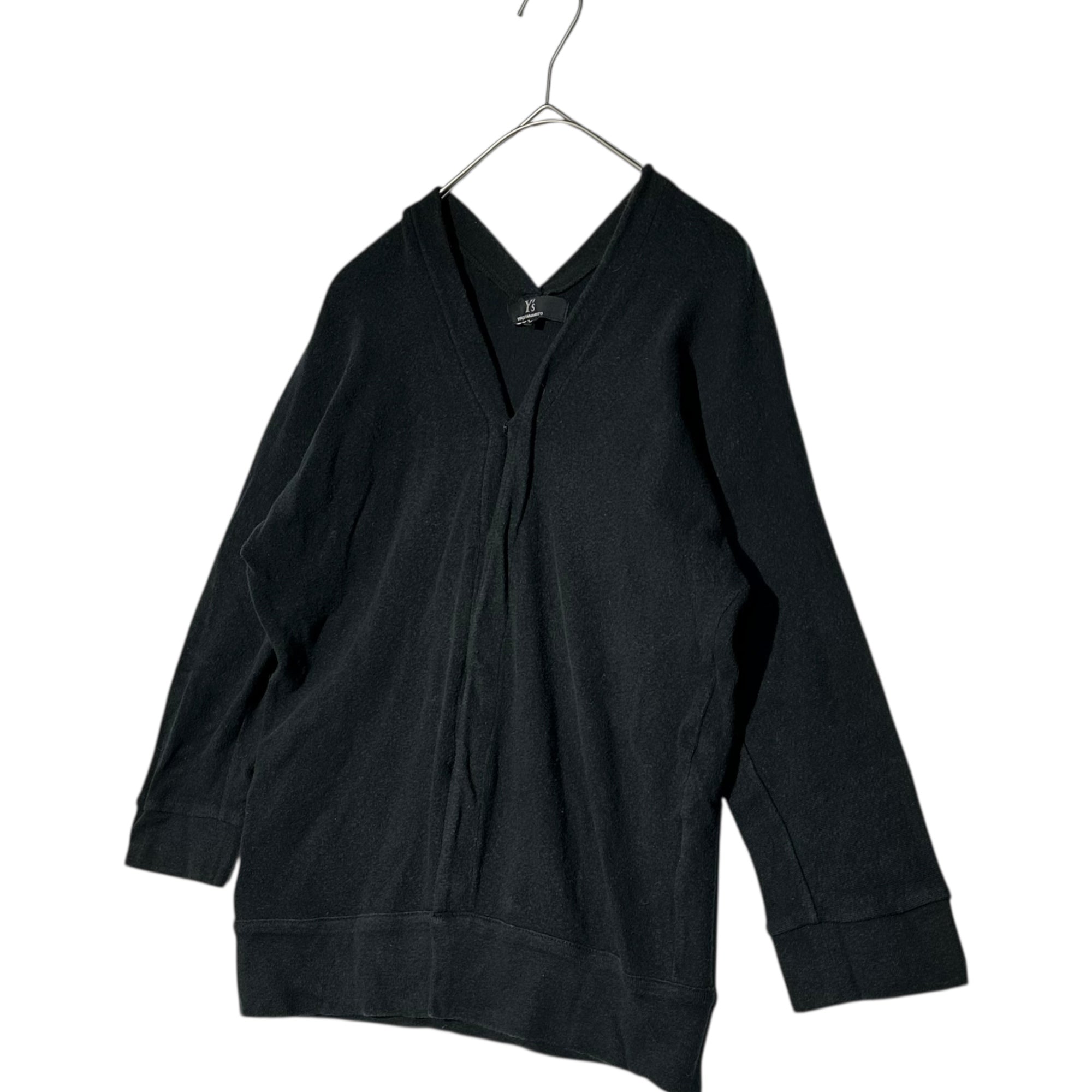 Y's(ワイズ) Brushed Cotton Poly Stretch Snap Button Cardigan 起毛加工 コットン ポリ ストレッチ スナップ ボタン カーディガン 首元タグ切り取り 3(L程度) ブラック