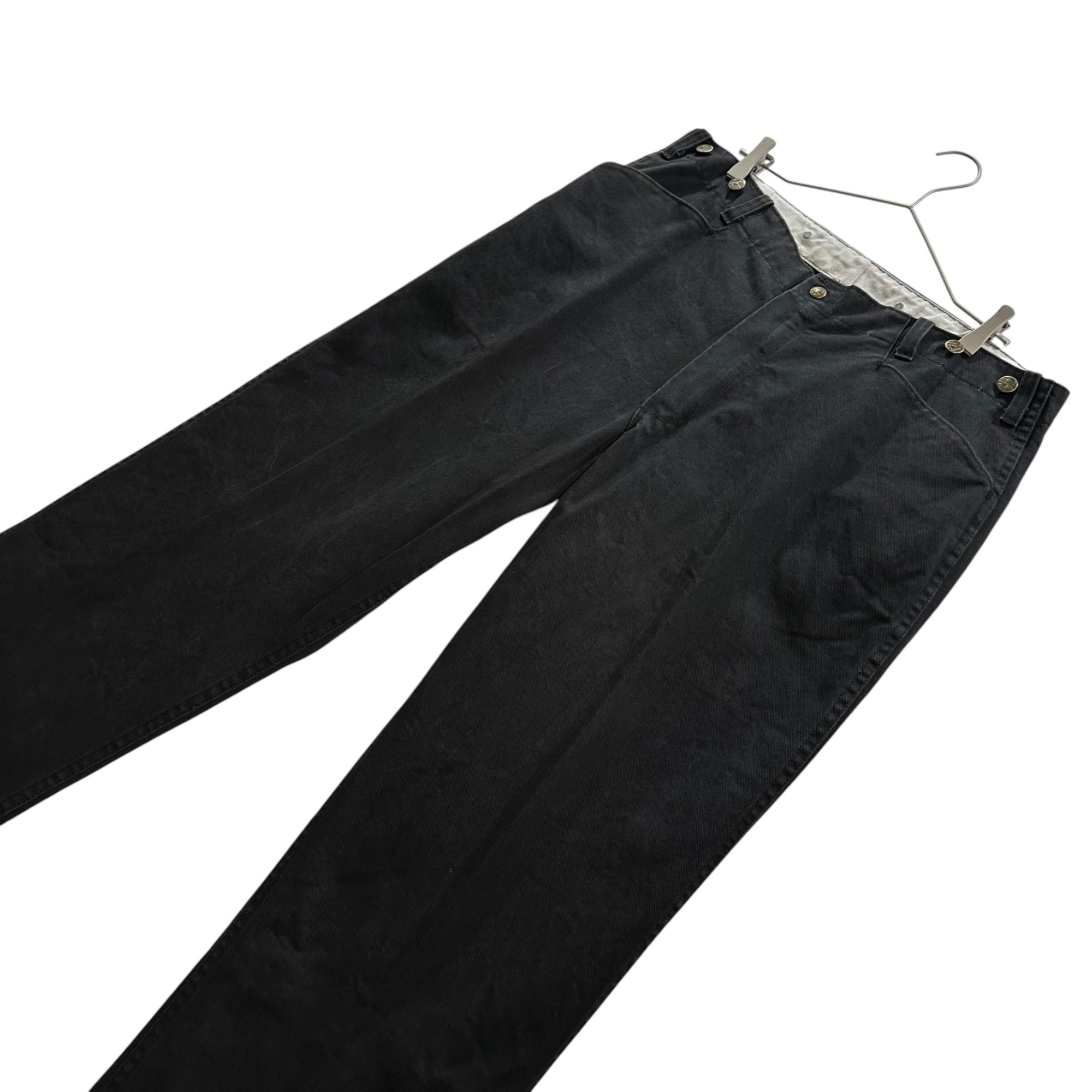 BEN DAVIS(ベンデイビス) 80's~90's FRISCO PANTS - 100% Cotton Made in USA フリスコ パンツ W38 ブラック 80年代～90年代 裏無地 サスペンダーボタン
