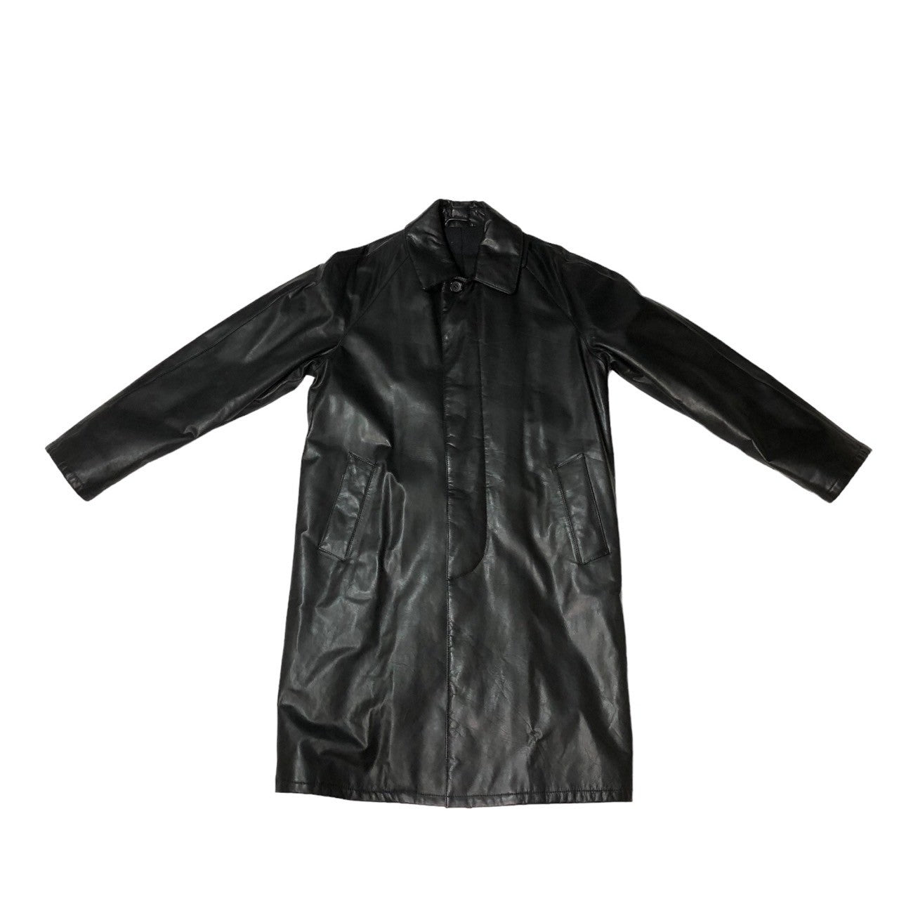 Salfra(サルフラ) 90's leather stainless steel collar coat レザー ステンカラー コート ロング 46(M程度) ブラック 90年代 イタリア製
