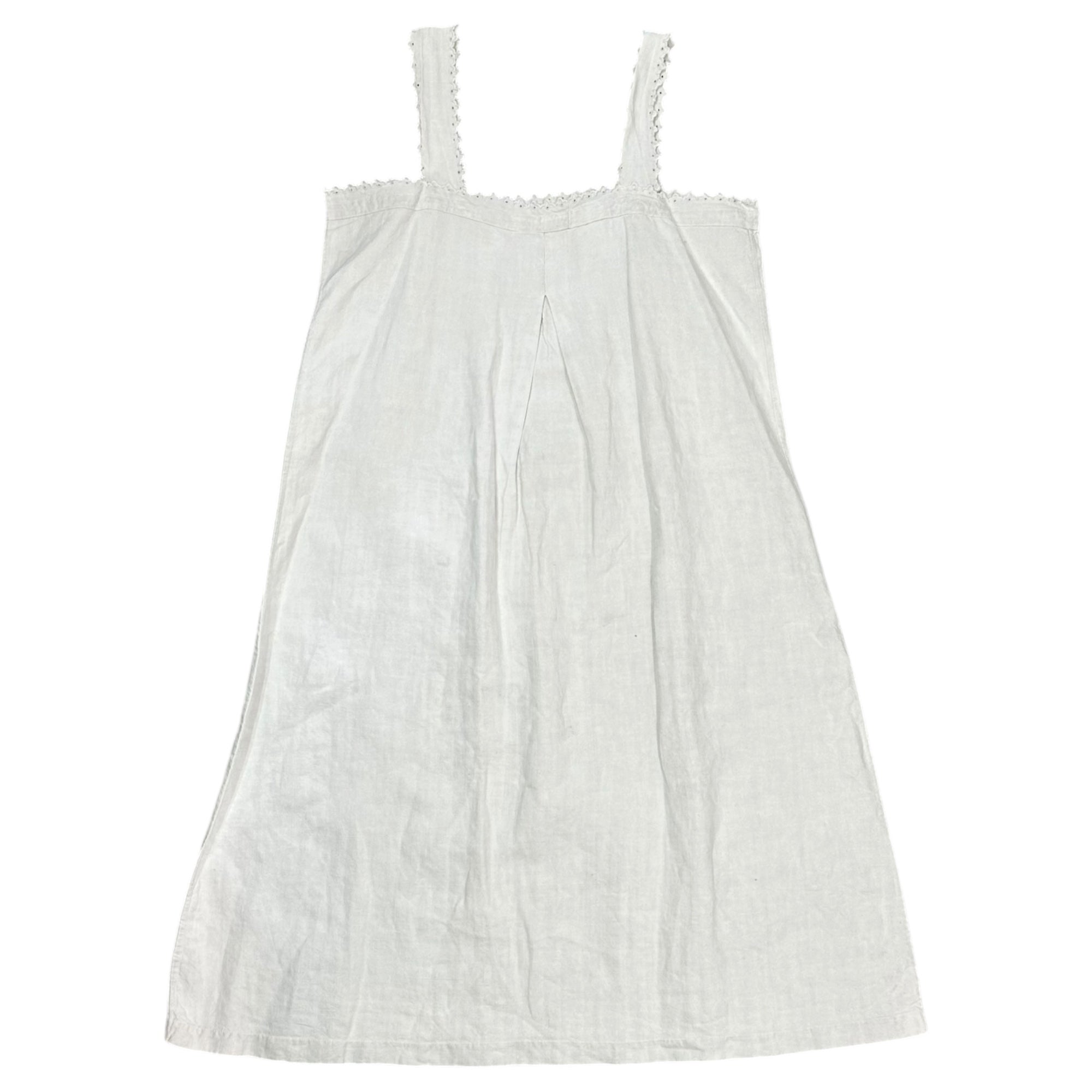 Euro vintage(ヨーロッパヴィンテージ) 20's~ hand_ scalloped lace camisole onepiece スカラップレースのコットンキャミソールワンピース 表記無し(M程度) ホワイト