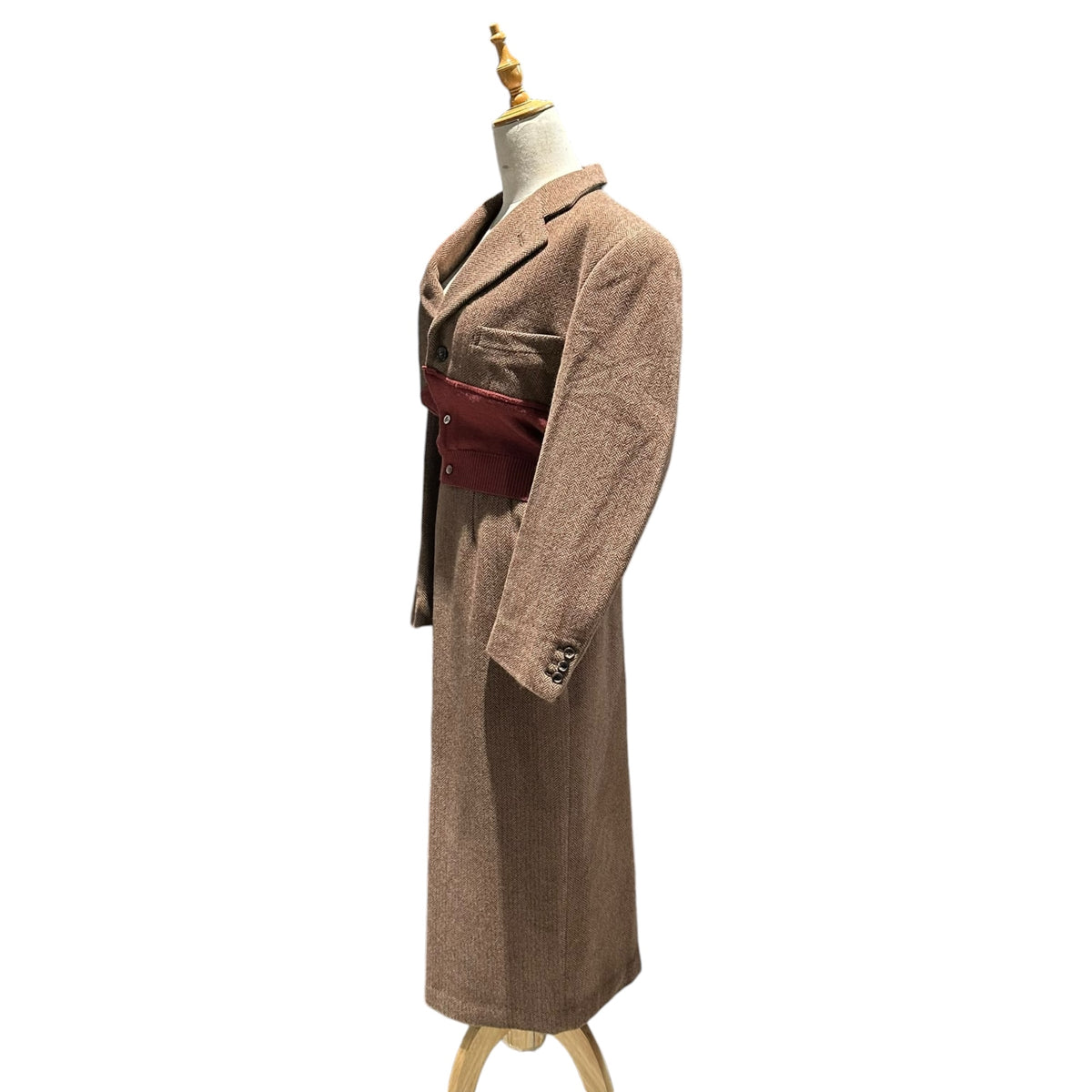 COMME des GARCONS(コムデギャルソン) 1993AW Tweed and knit panel jacket and skirt matching setup ツイード ニット 切替 ジャケット スカート セットアップ GJ-04050 M ブラウン×レッド 90's 90年代