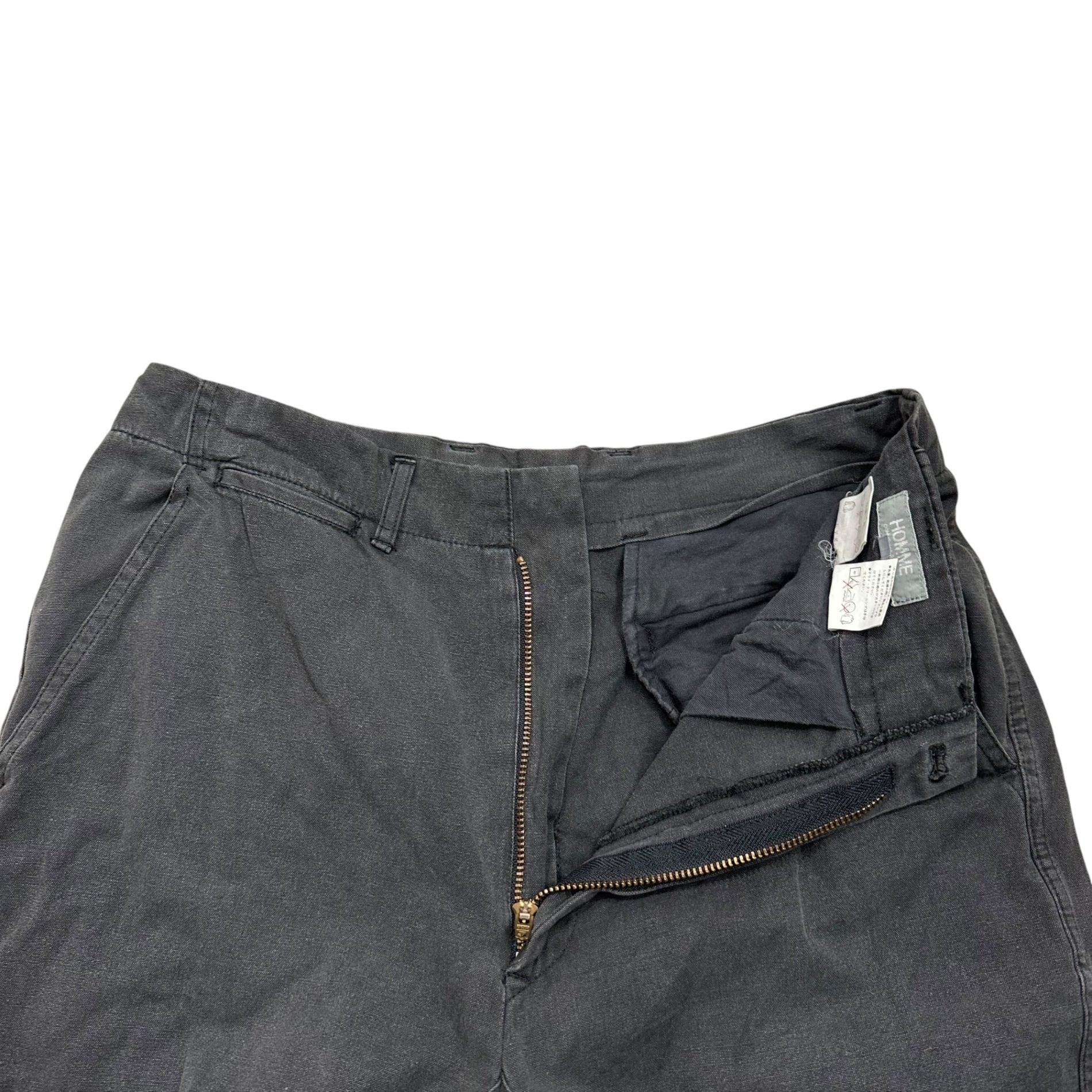 COMME des GARCONS HOMME(コムデギャルソンオム) 70~80's Aldera-Processed Vintage Tapered Cotton Pants アルデラ加工 ヴィンテージ テーパード コットン パンツ HP-09006M M ブラック AD表記無し 最初期