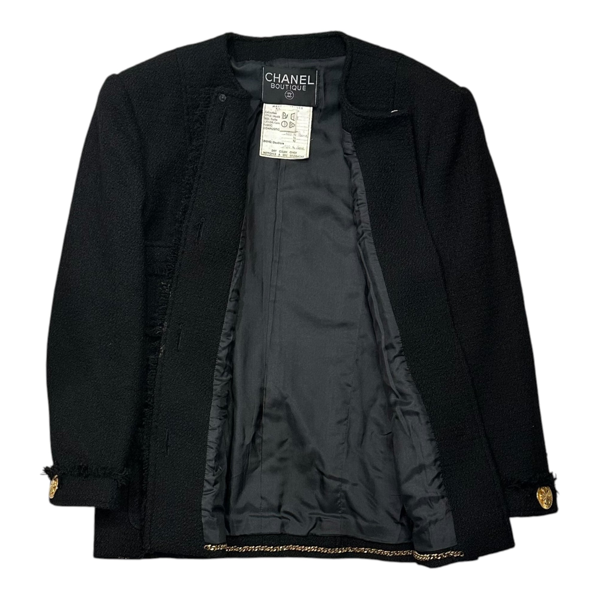 CHANEL(シャネル) Vintage Clover-Button Tweed Collarless Setup