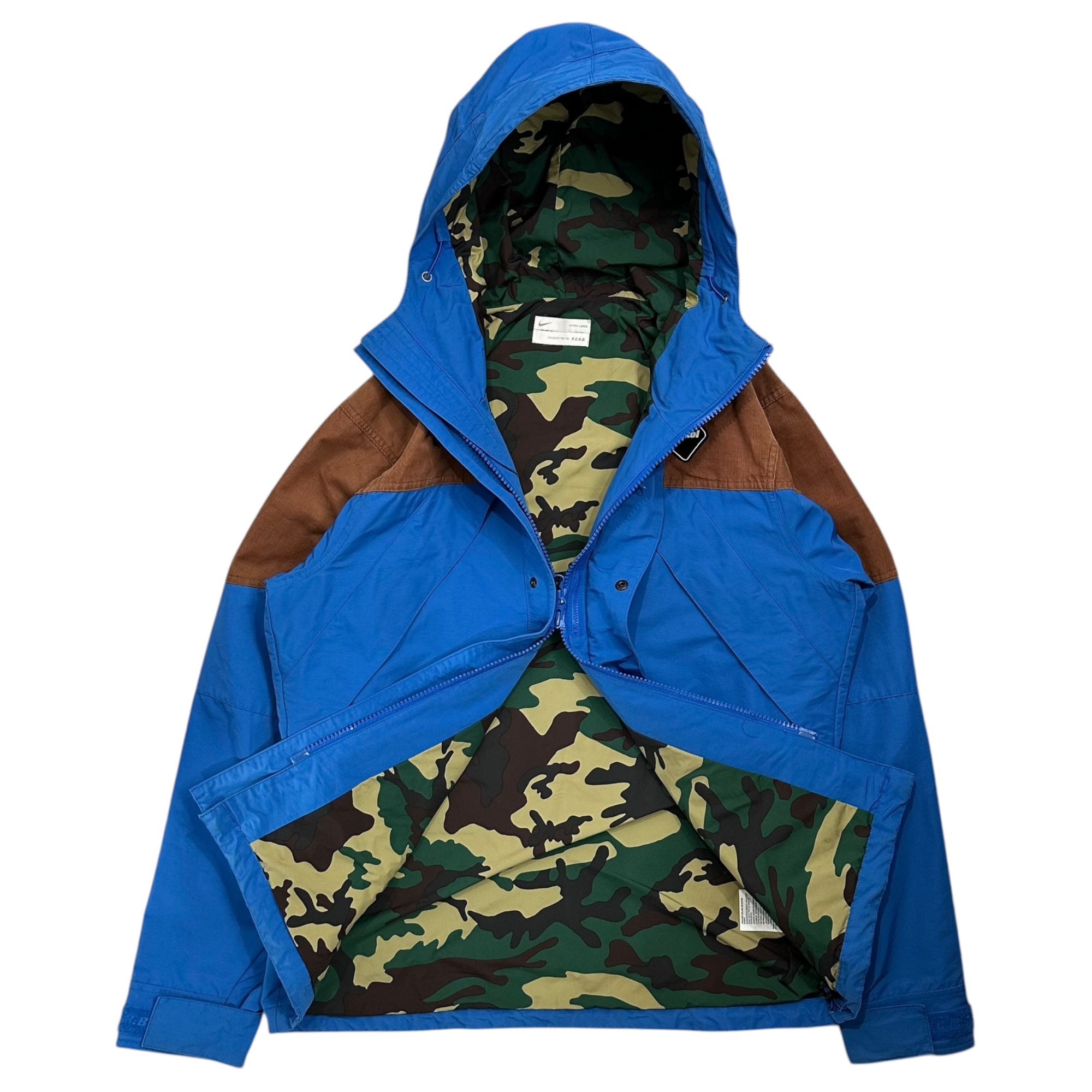 F.C.Real Bristol FCRB(エフシーレアルブリストル) 60/40 Corduroy Panel Mountain Parka コーデュロイ 切替 マウンテンパーカー 615020-479 XL ブルー×ブラウン ジャケット
