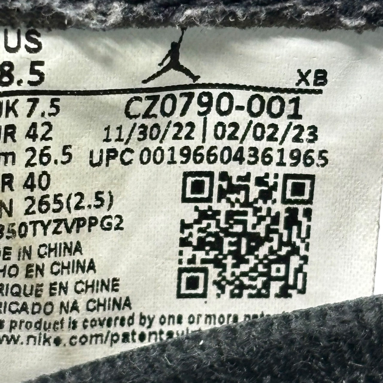 NIKE(ナイキ) Air Jordan 1 Retro Low OG "Black Cement" エアジョーダン 1 レトロ セメント CZ0790-001 26.5cm ブラック×グレー ローカット スニーカー