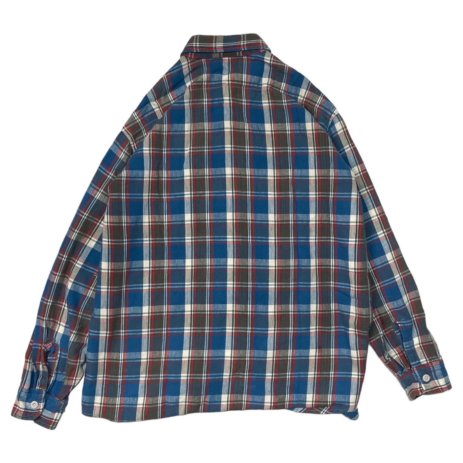 BIGMAC(ビッグマック) 70's cotton check shirt ヴィンテージ コットン チェック シャツ ネルシャツ L TALL  ブルー×グレー JCPenney 70年代