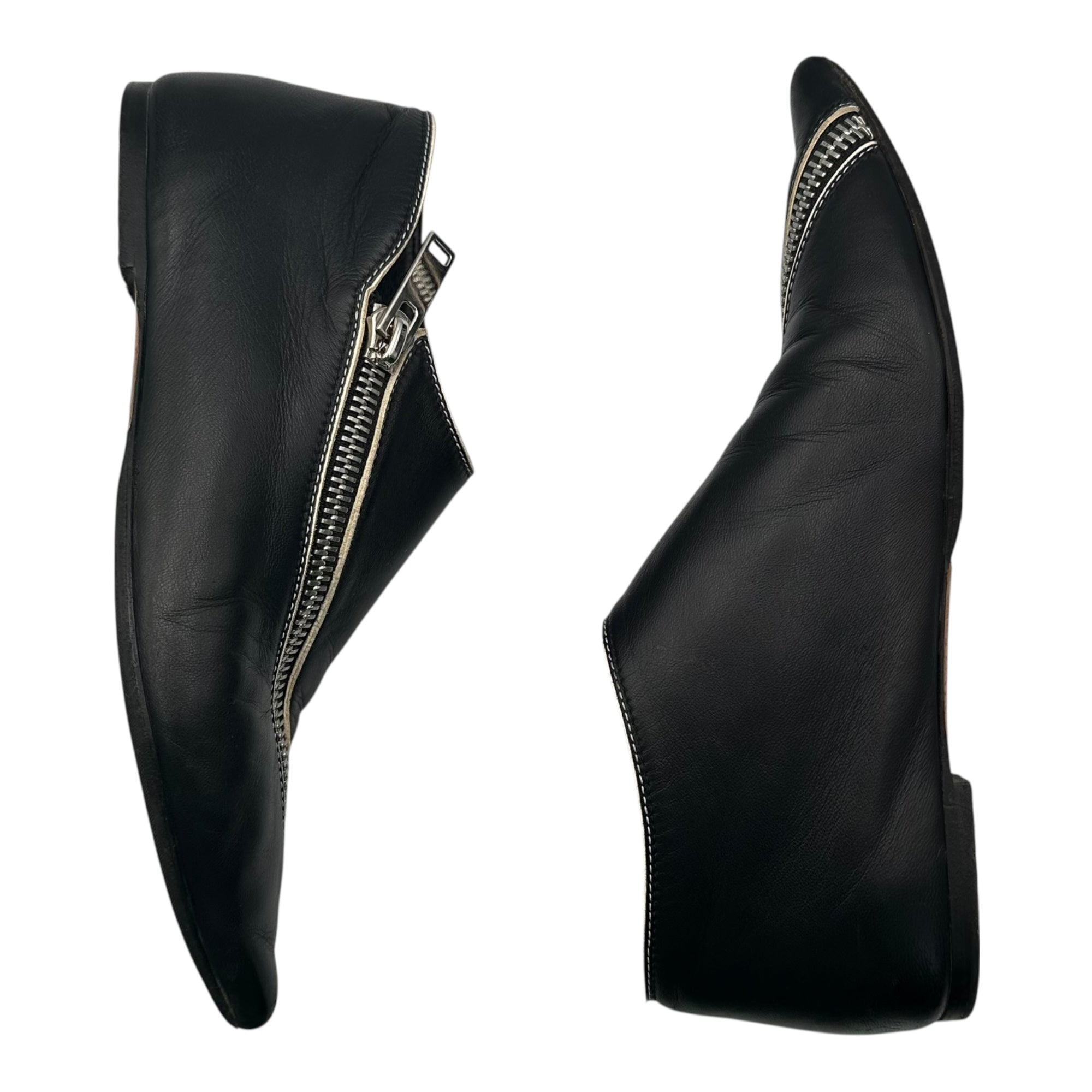 CELINE(セリーヌ) Phobe Philo Seasonal Diagonal Zip Pointed Toe Leather Shoes フィービー期 斜め ジップ ポインテッド トゥ レザー シューズ 表記消(23.5cm程度) ブラック