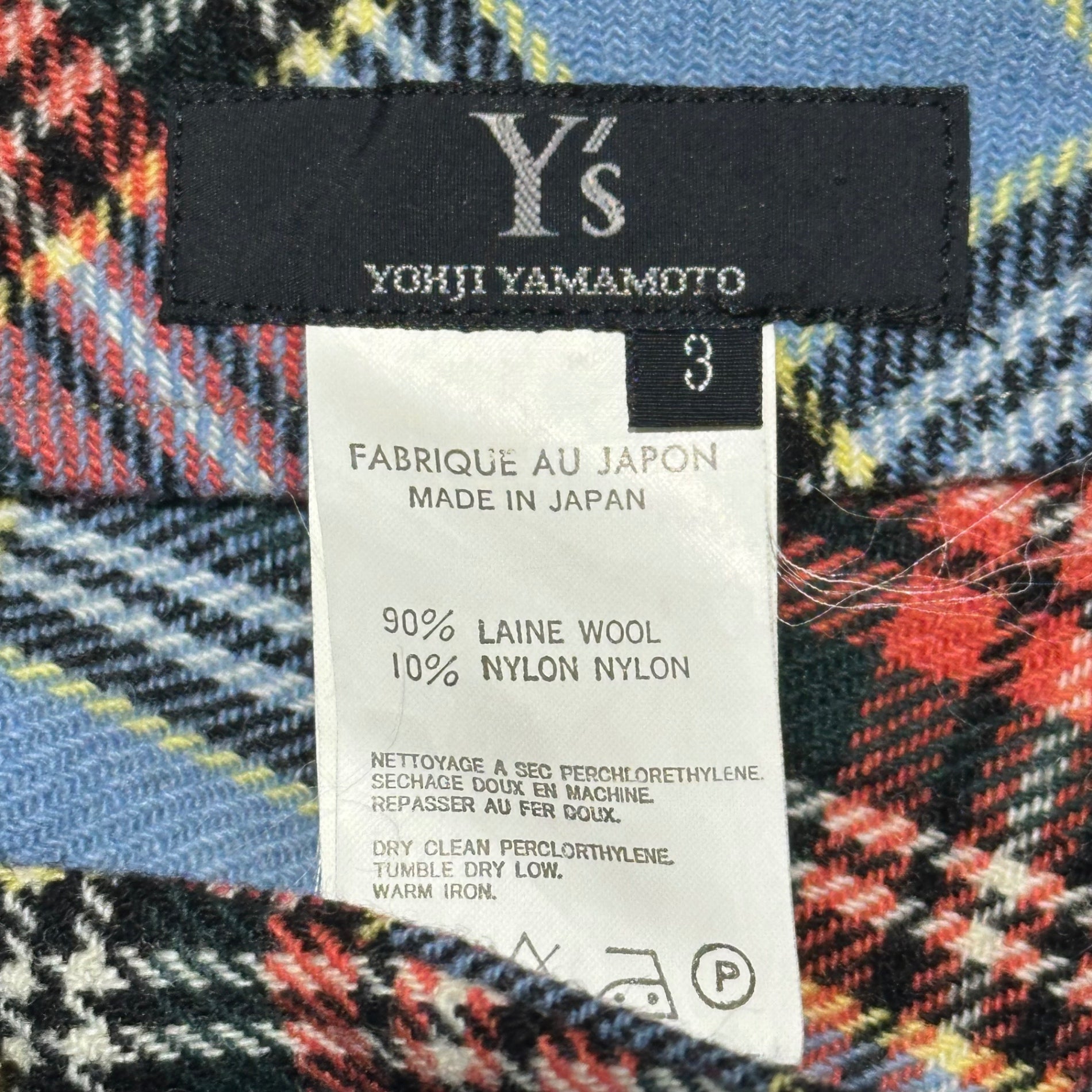 Y's(ワイズ)  Checked long wool skirt pants チェック柄 ロング ウール スカートパンツ YL-S34-905 3(L程度) ブルー×レッド