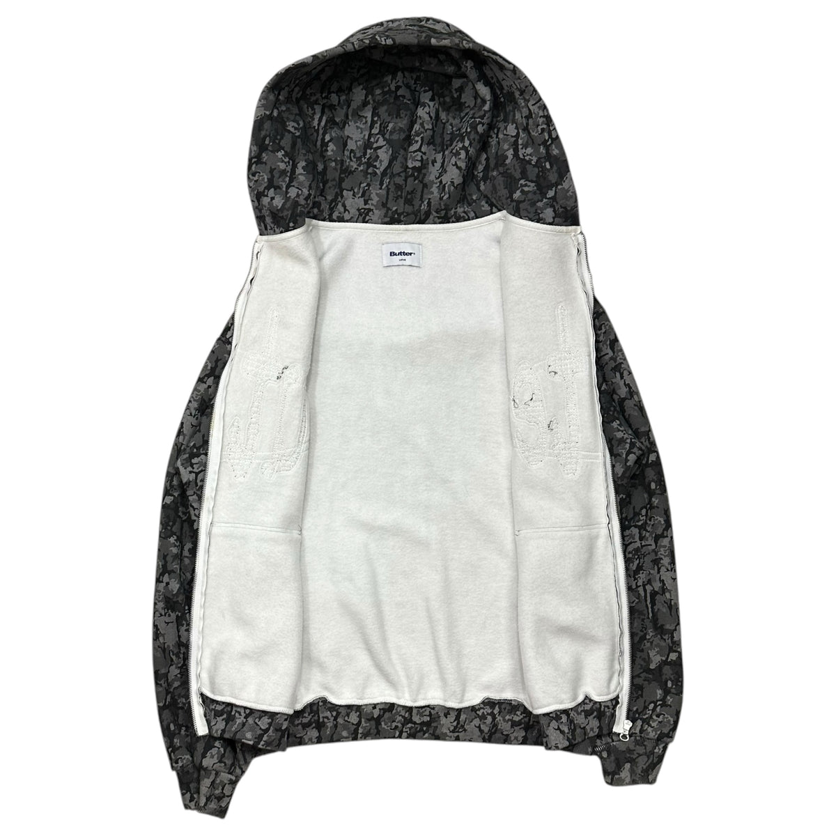 Butter Goods(バターグッズ) Frenzy Zip-Thru Hood - Grey Camo カモ ジップ パーカー L グレー