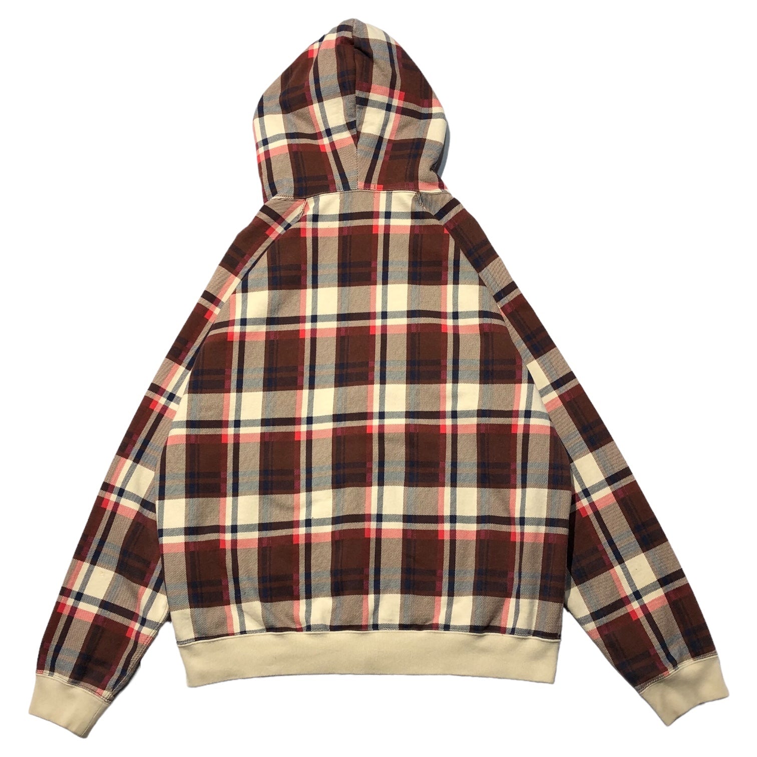 A BATHING APE(アベイシングエイプ) 00's CHECK ZIP UP PARKA チェック ジップアップパーカー   L アイボリー×レッド