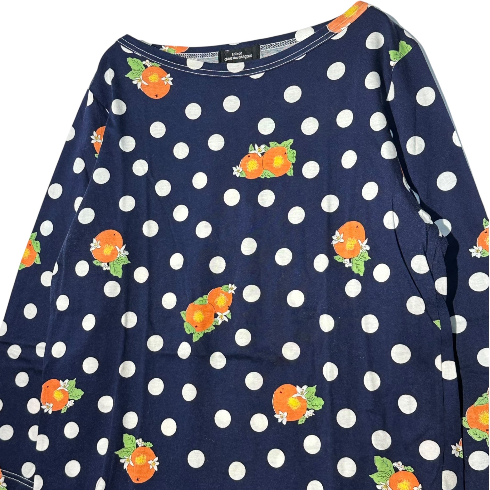 tricot COMME des GARCONS(トリココムデギャルソン) 11SS Orange Dot Long-Sleeve T-Shirt オレンジ ドット 長袖 Tシャツ TG-T011 M ネイビー AD2010 みかん