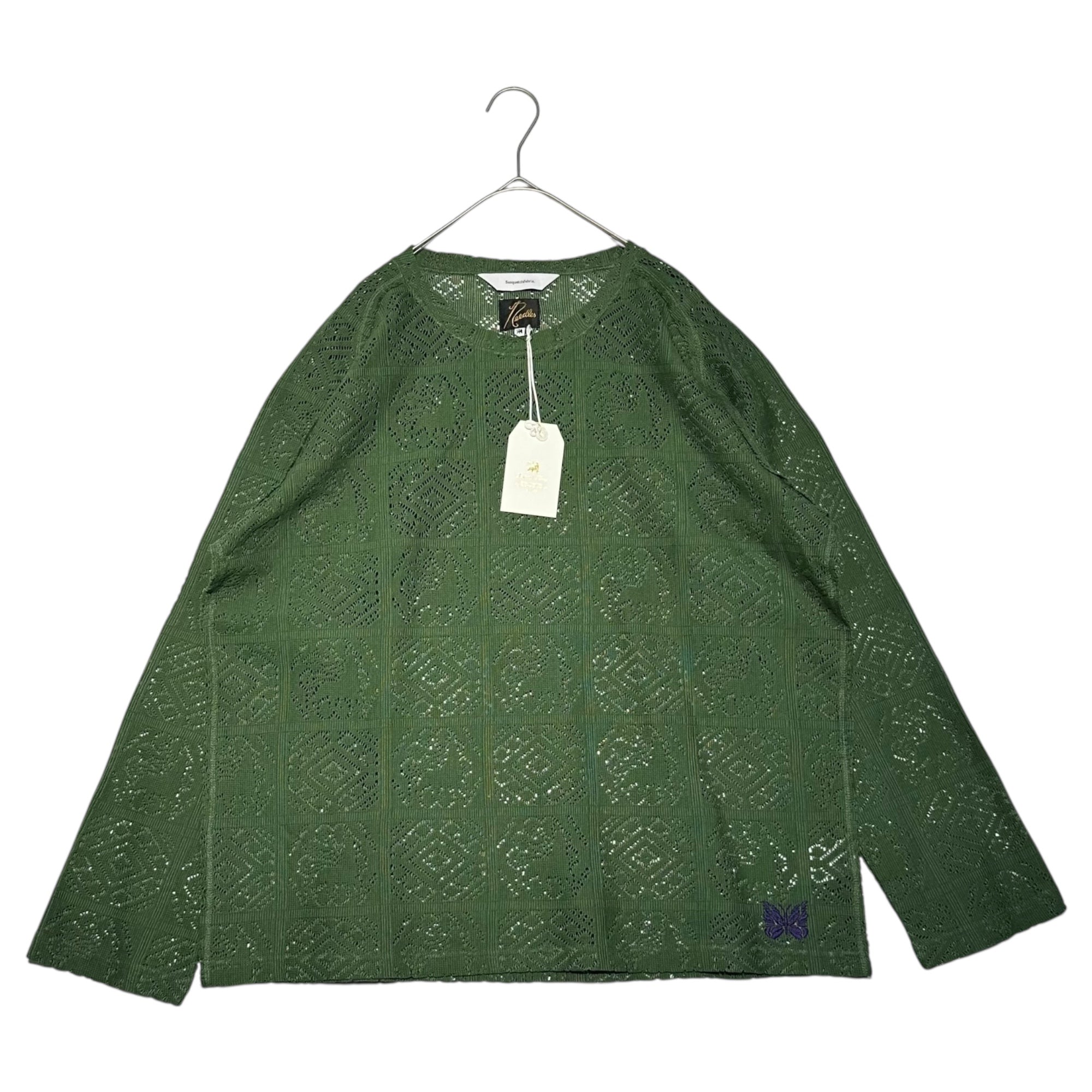 NEEDLES×SASQUATCH fabrix(ニードルズ×サスクワッチファブリックス) 23SS Jah Lion Race ジャ ライオン レース カットソー 23SS-CSS-071 M グリーン 長袖 メッシュ シアー コラボ