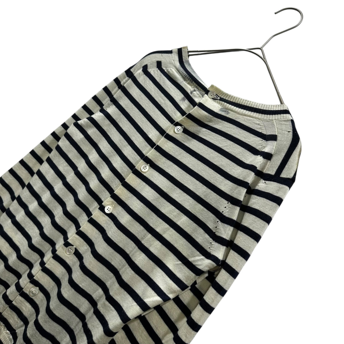 TAO COMME des GARCONS(タオコムデギャルソン) 2009SS Camouflage-Border Back-Button Knit カモフラ ボーダー バック ボタン ニット 3C-N004 S アイボリー×ネイビー×カーキ AD2008 00s アーカイブ