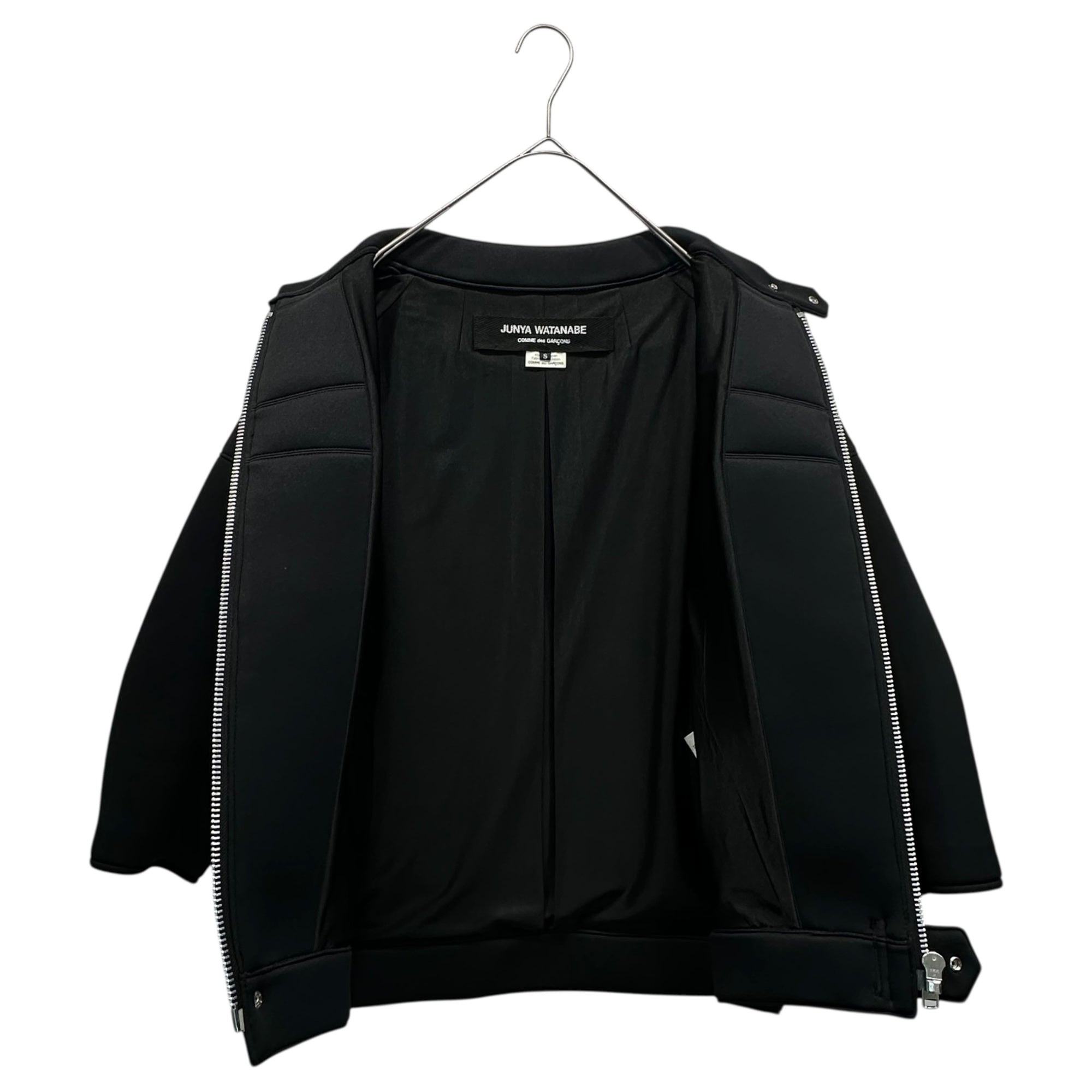 COMME des GARCONS JUNYA WATANABE(コムデギャルソンジュンヤワタナベ) 16AW Bonding Zip-Up Riders Jacket ボンディング ジップアップ ライダース  ジャケット JR-J007 M ブラック AD2016 男性着用可能