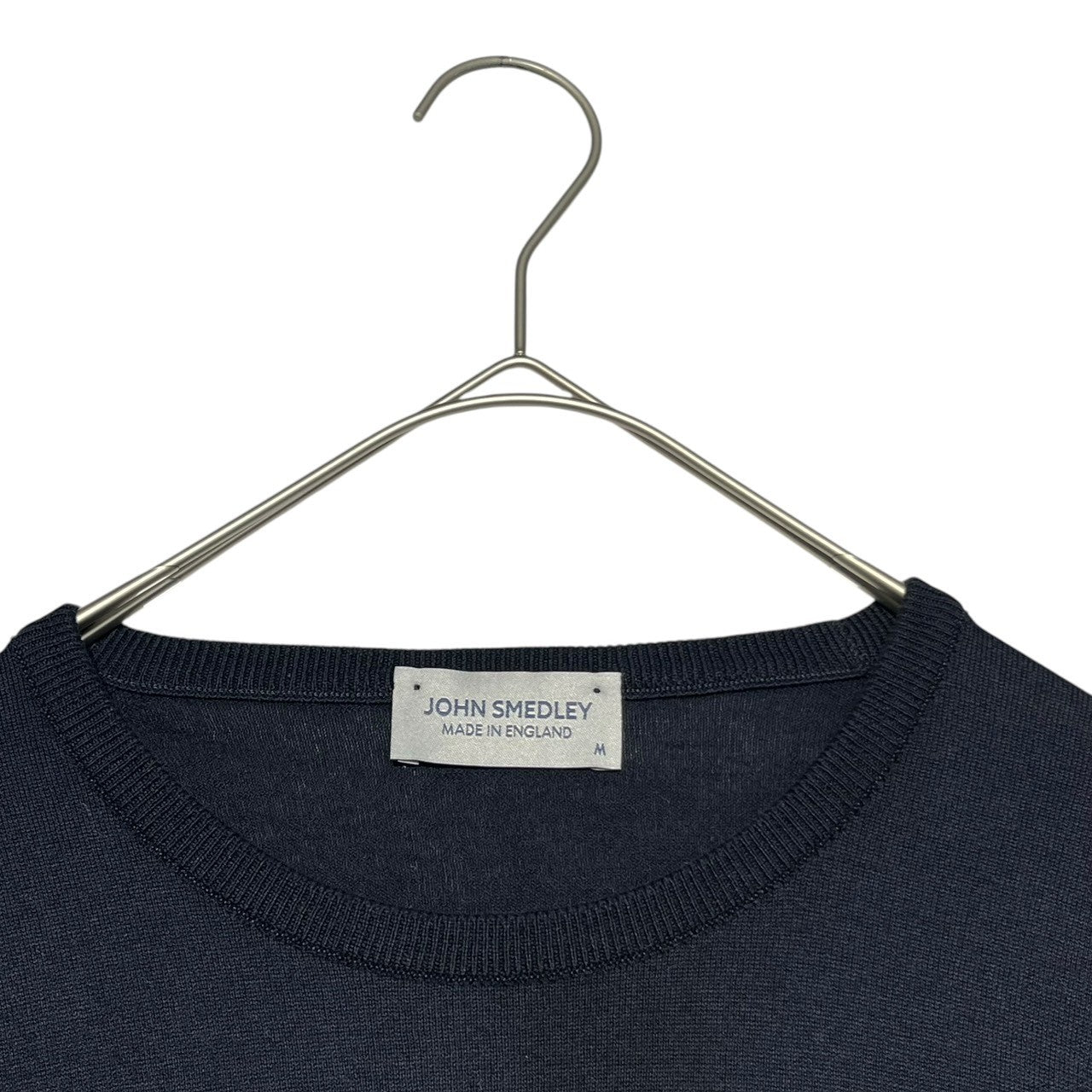 JOHN SMEDLEY(ジョンスメドレー) EMMETT PULLOVER コットン クルーネック ニット M ネイビー イングランド製 定番品