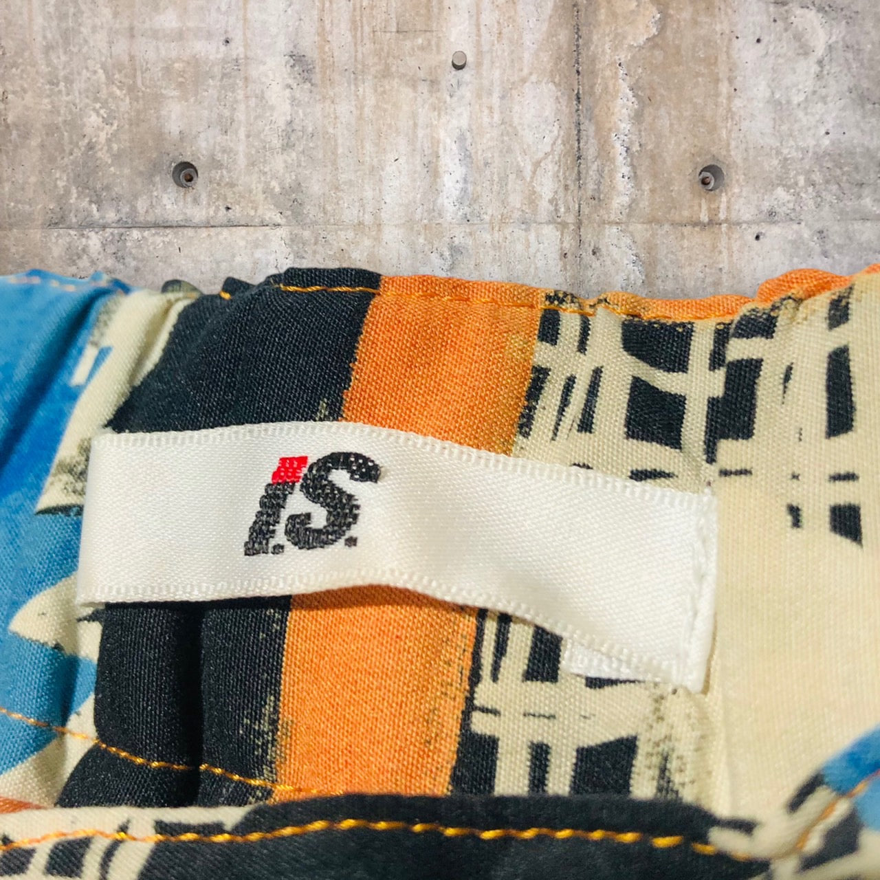 i.s. ISSEY MIYAKE(アイエス イッセイミヤケ) 90's graphic textile short pants/グラフィックテキスタイルショートパンツ IS33-FF022 M オレンジ