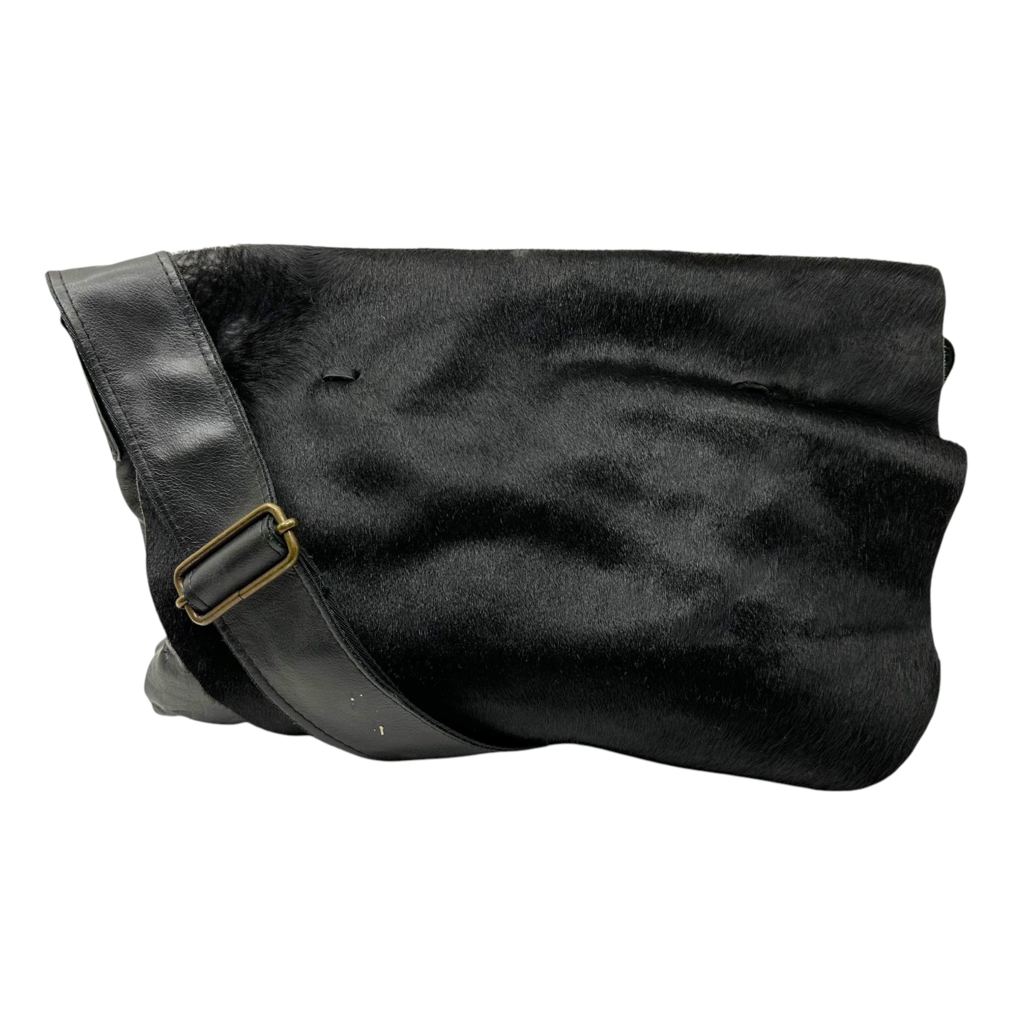 JAS-M.B.(ジャスエムビー)England made Haraco leather messenger bag イングランド製 ハラコ レザー メッセンジャー バッグ ブラック