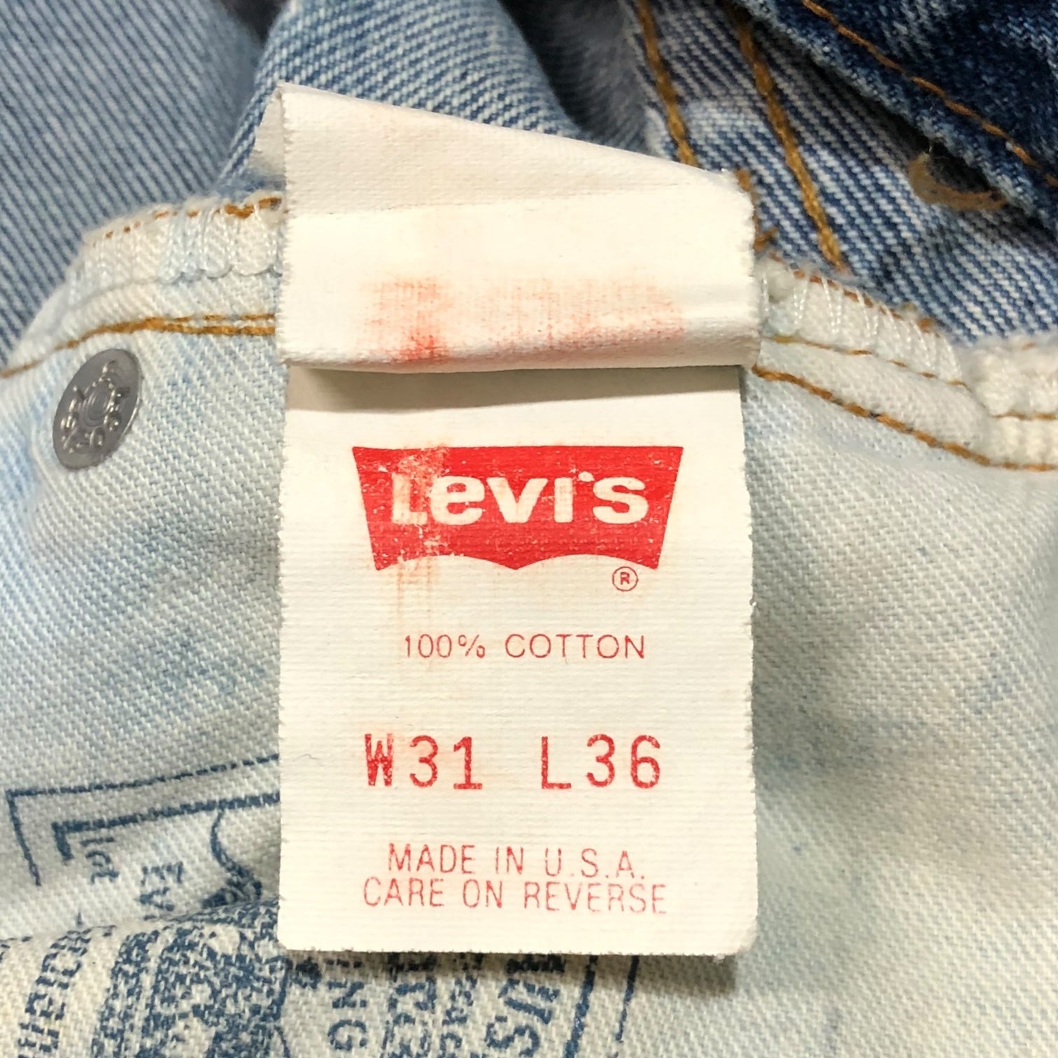 Levi's(リーバイス) 90's 501 straight denim pants ヴィンテージ セルビッチ ストレート デニム パンツ ジーンズ 555-0294 W31 インディゴ USA製　裏ボタン555 バレンシア工場 赤耳