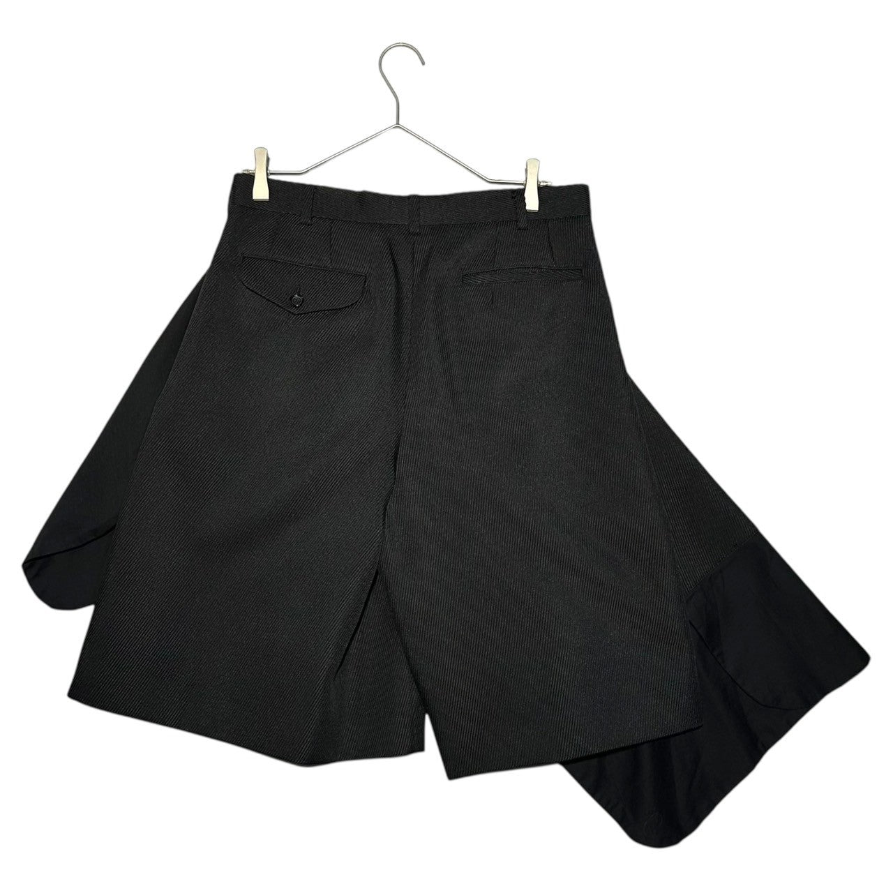 COMME des GARCONS HOMME PLUS(コムデギャルソンオムプリュス) 25SS Deformed design pleated wide shorts 変形デザイン プリーツ ワイド ショーツ PO-P053 S ブラック AD2024