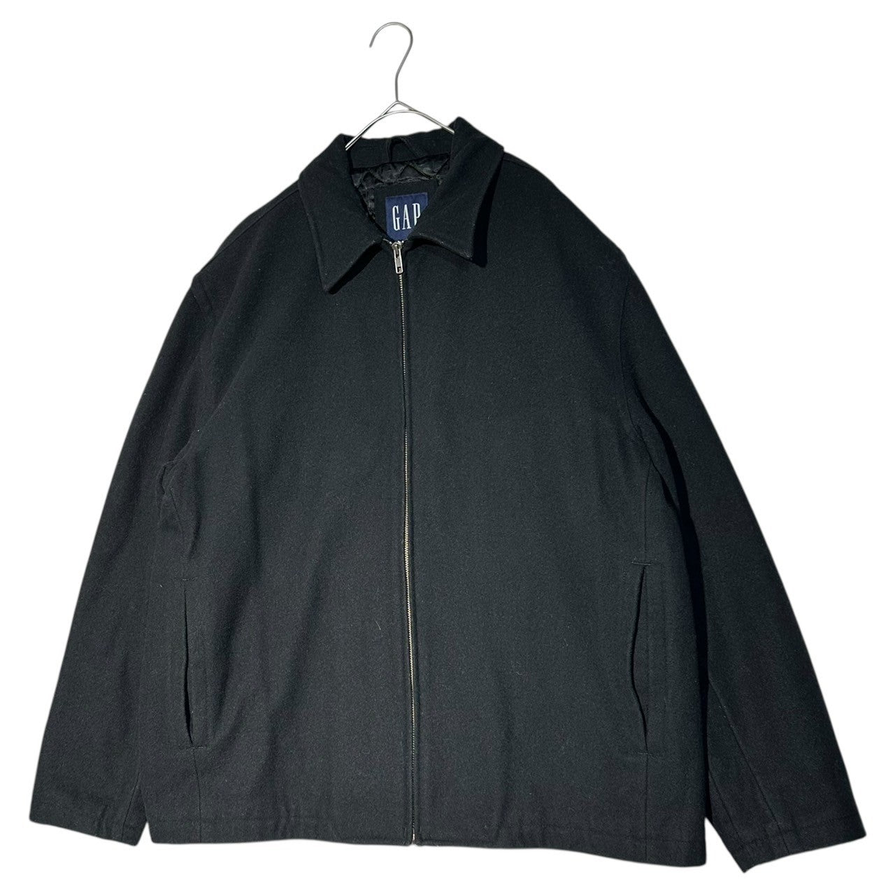 OLD GAP(ギャップ) 00's Wool Melton ZIP UP Blouson ウール メルトン ジップアップ ブルゾン L ブラック キルティング トラッカー ジャケット