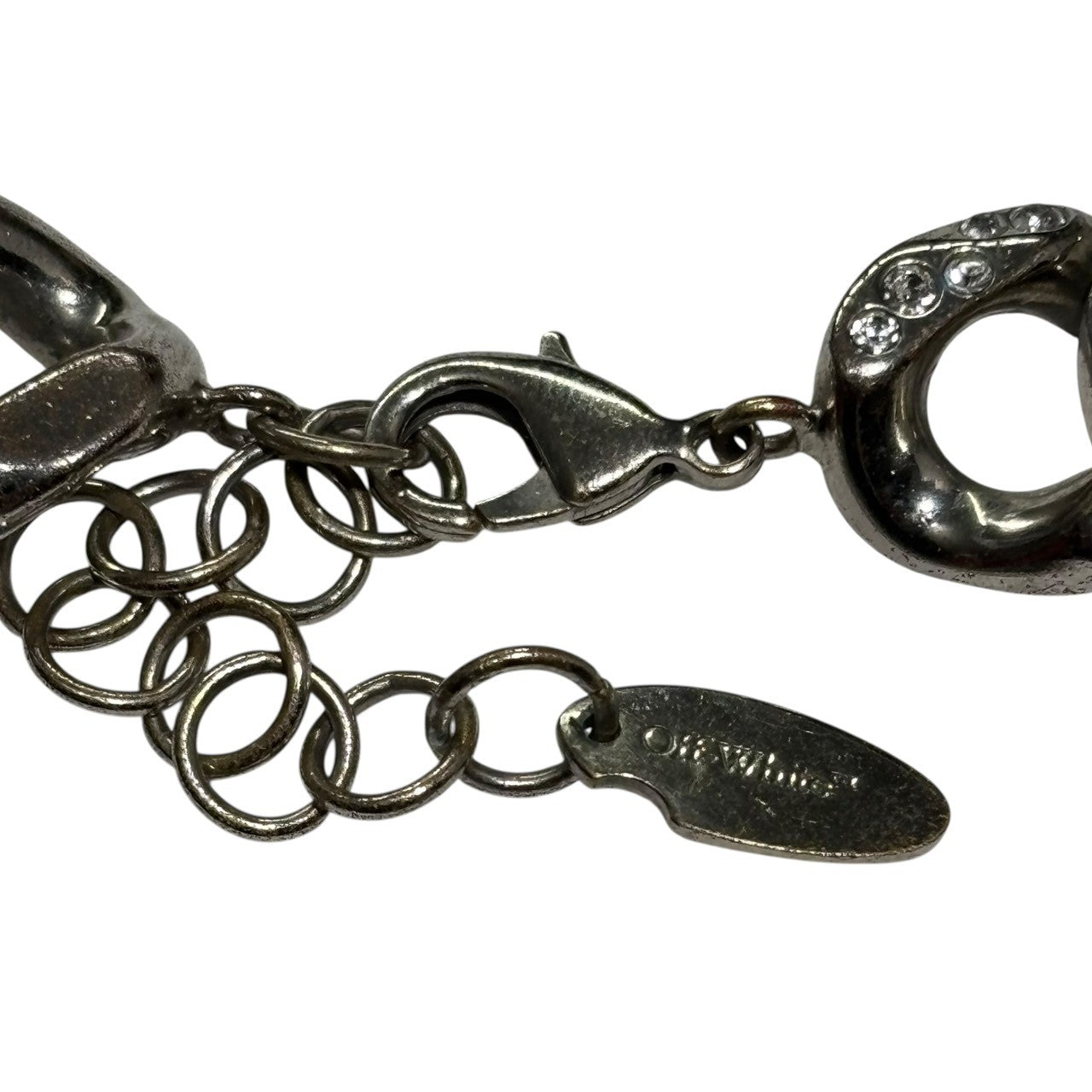 Off-White(オフホワイト) Arrow Chain Necklace With Strass アロー チェーン ネックレス ラインストーン OMOB15BF24MET0017272 シルバー 喜平