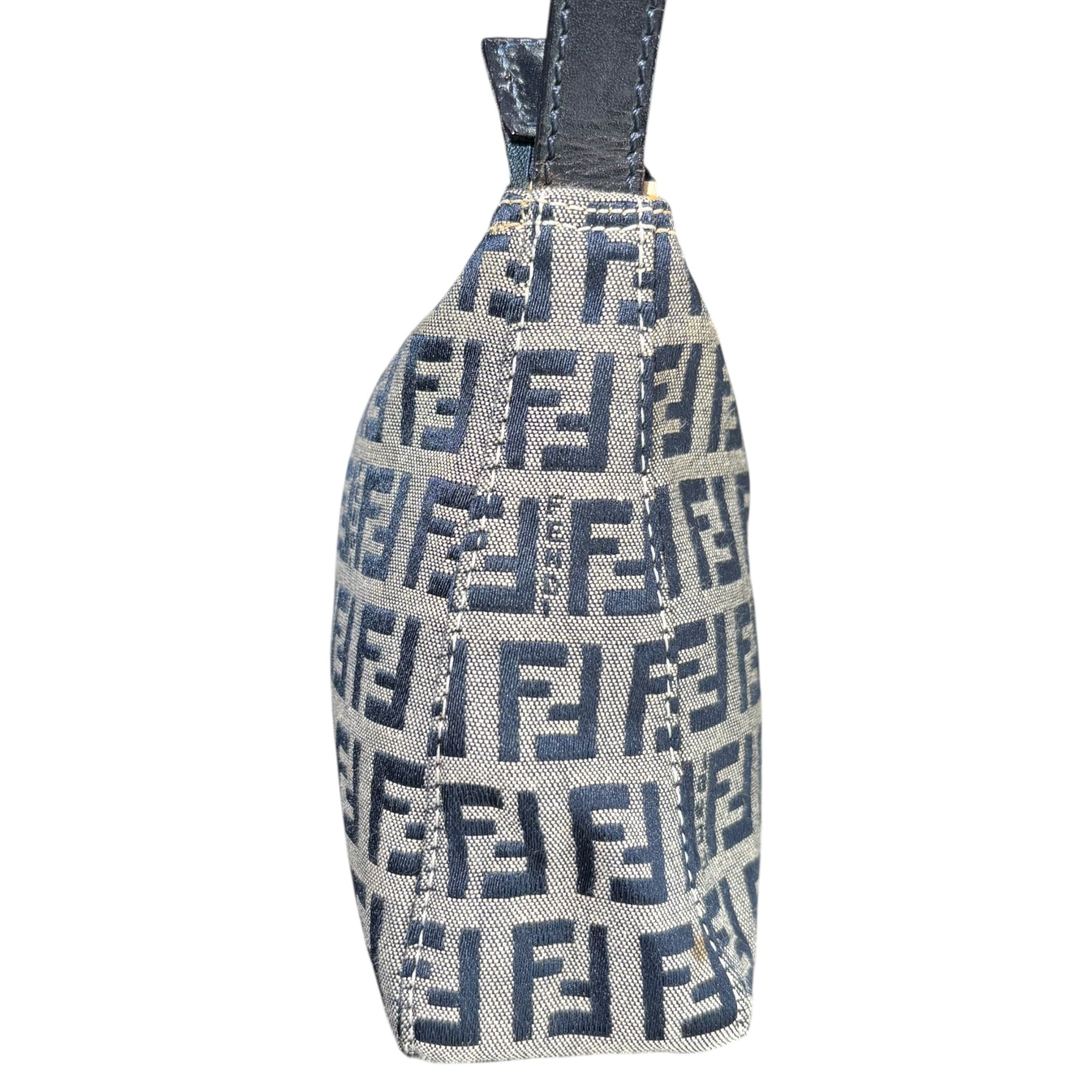 FENDI(フェンディ) Zucchino Accessory Pouch ズッキーノ柄 アクセサリー ポーチ 001・26810・098 ネイビー×グレー ヴィンテージ OLD ミニ ハンド バッグ